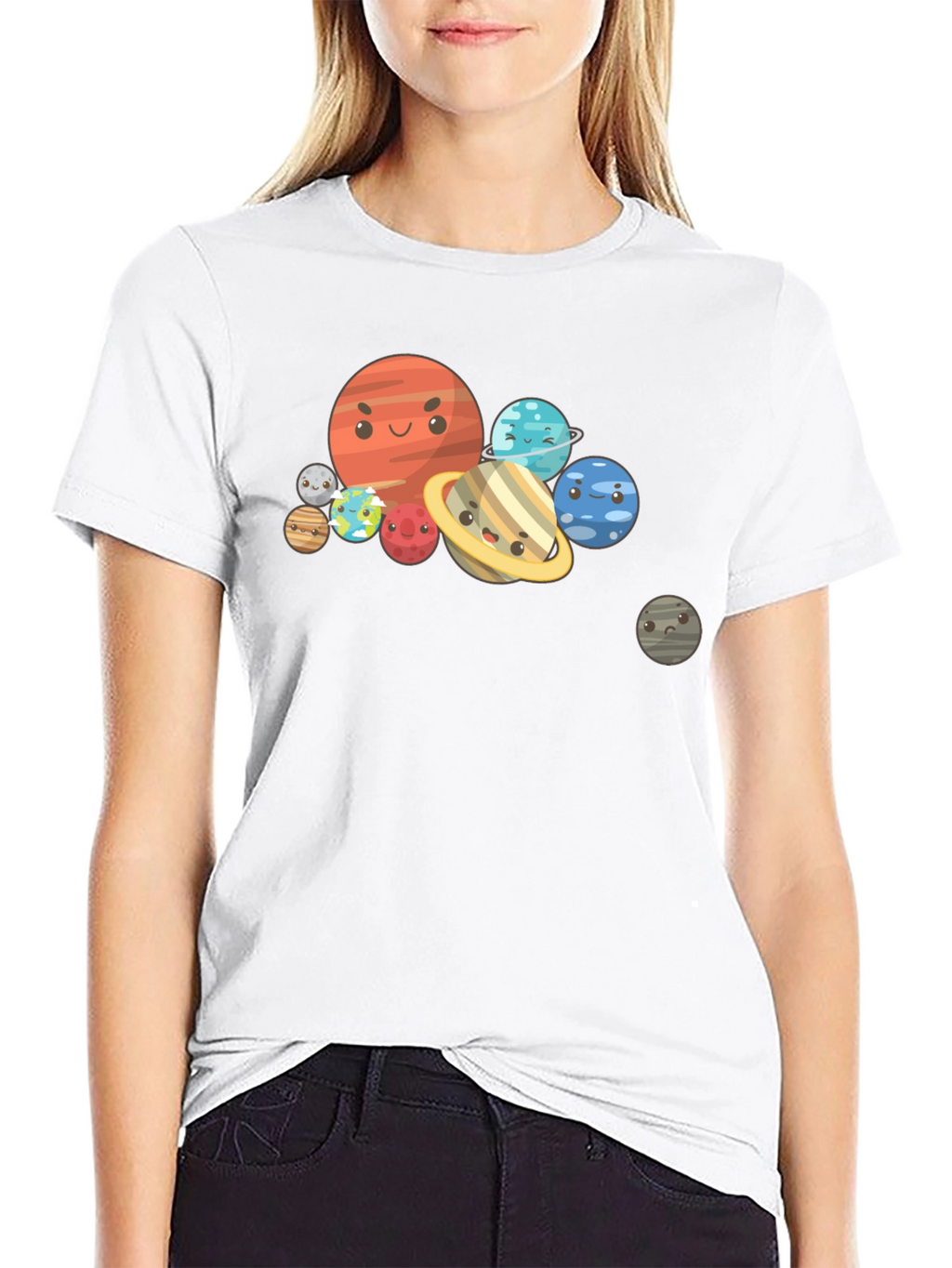 Cartoon Planet Graphic Black T-Shirt