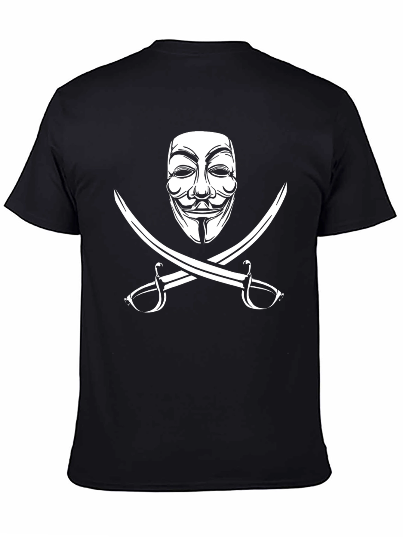 Anonymous Mask & Swords Graphic Black T-Shirt