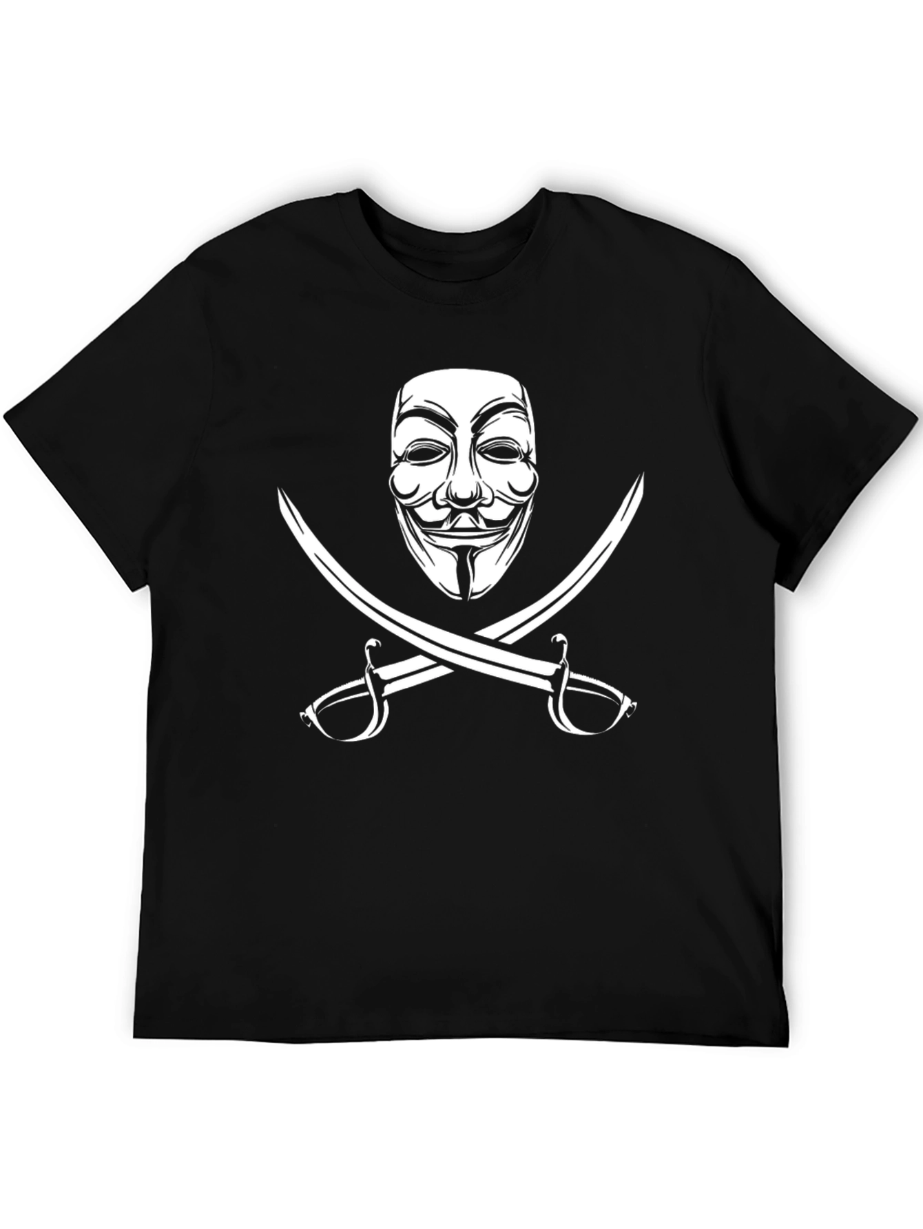 Anonymous Mask & Swords Graphic Black T-Shirt