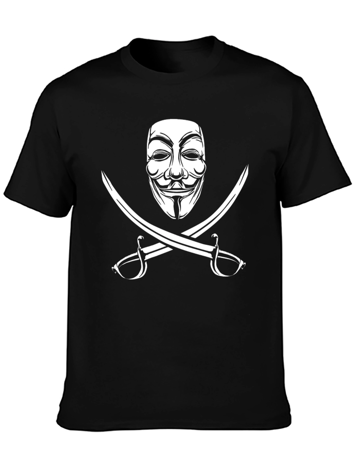 Anonymous Mask & Swords Graphic Black T-Shirt