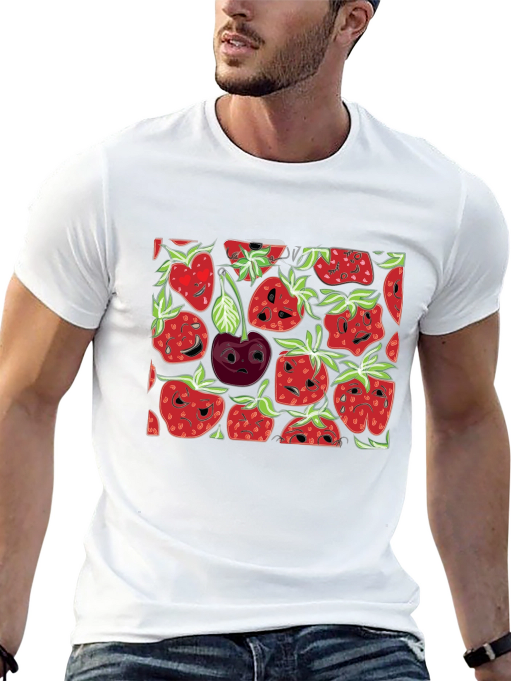 Strawberry Face T-Shirt - Black
