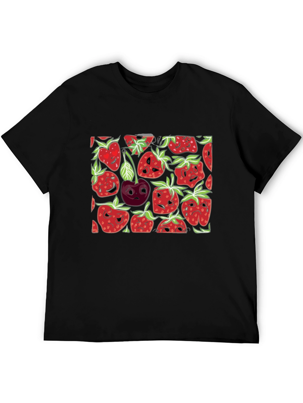 Strawberry Face T-Shirt - Black