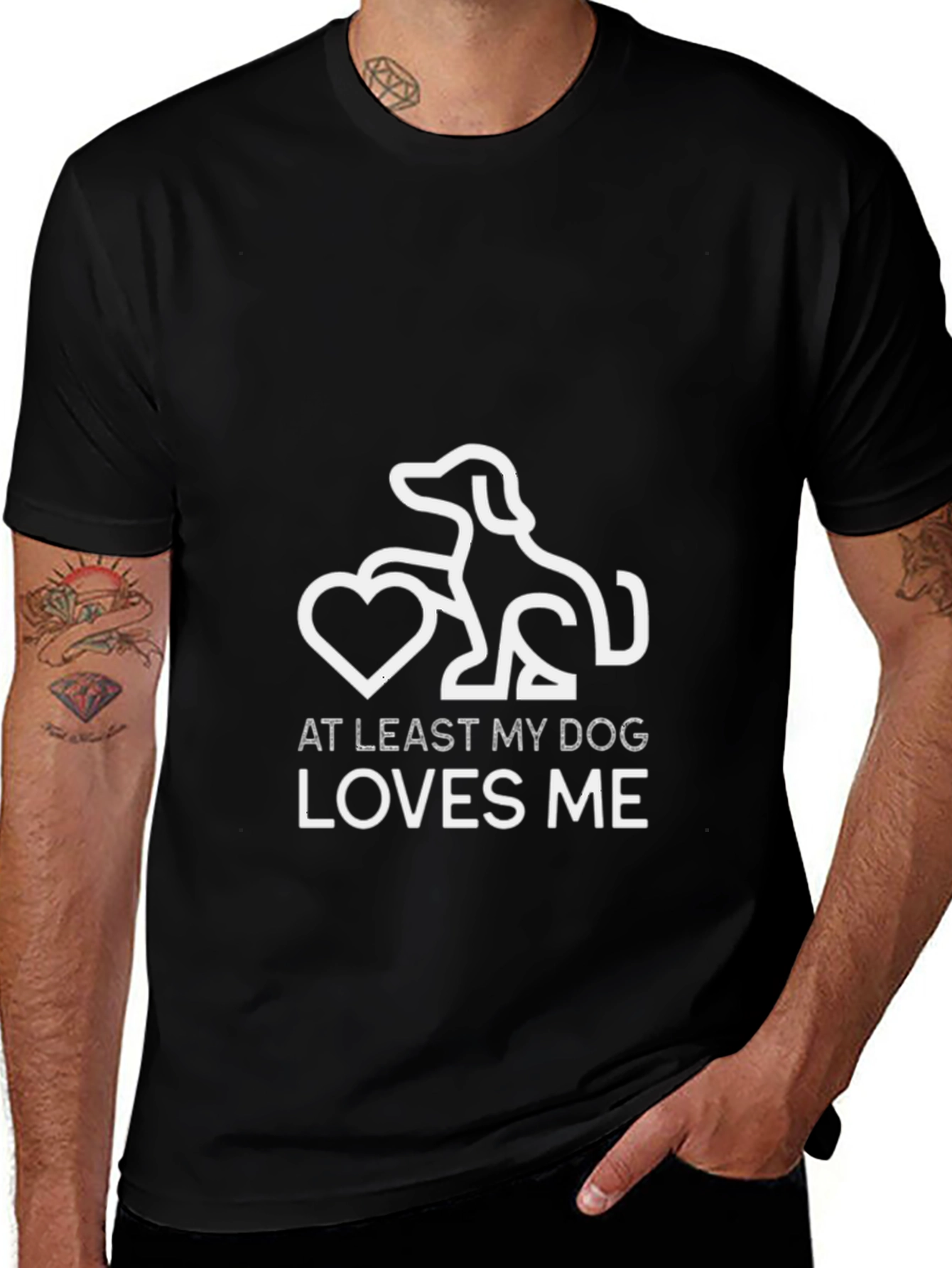 Dog Lover Graphic Tee - At Least My Dog Loves Me