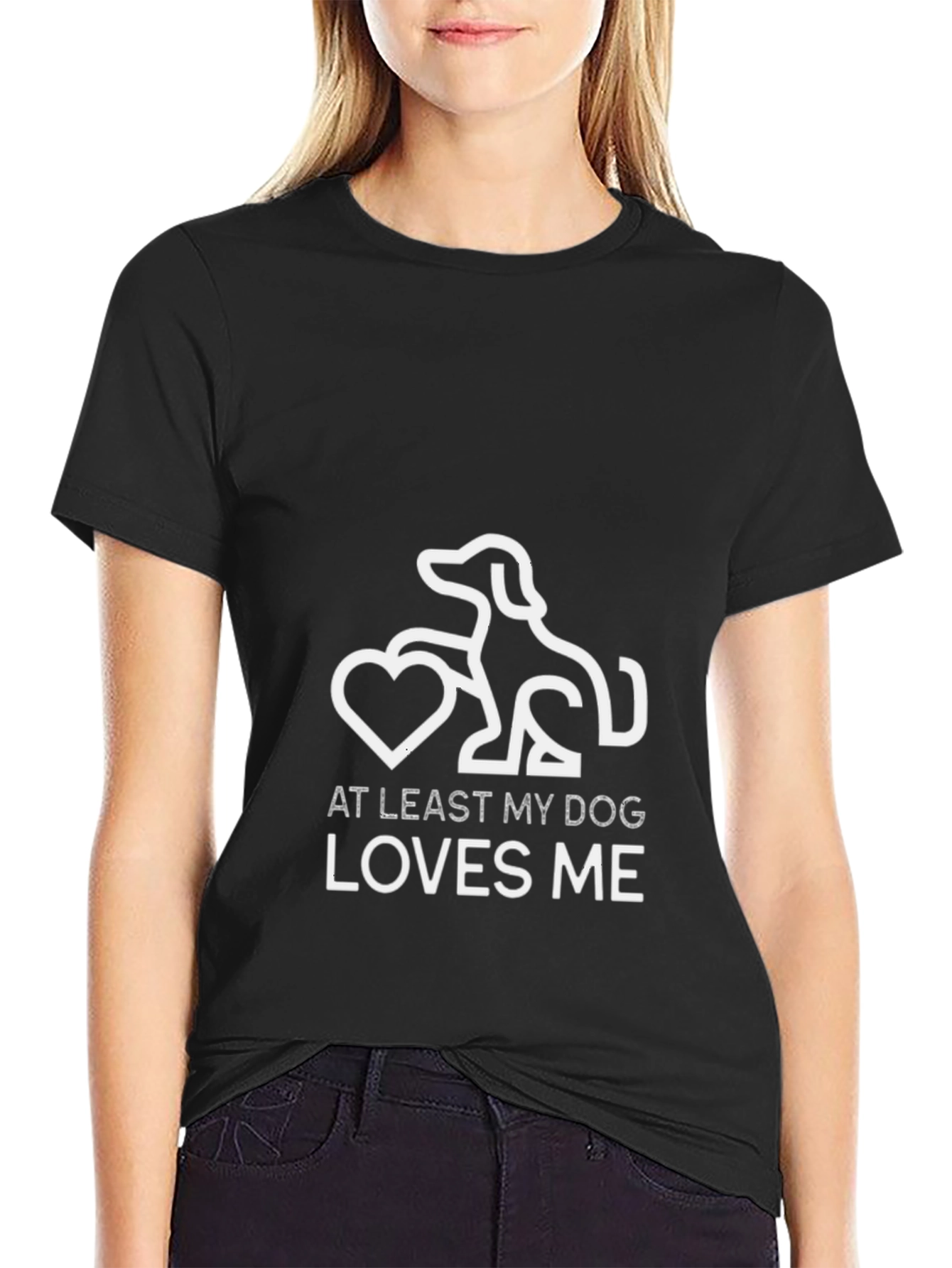 Dog Lover Graphic Tee - At Least My Dog Loves Me