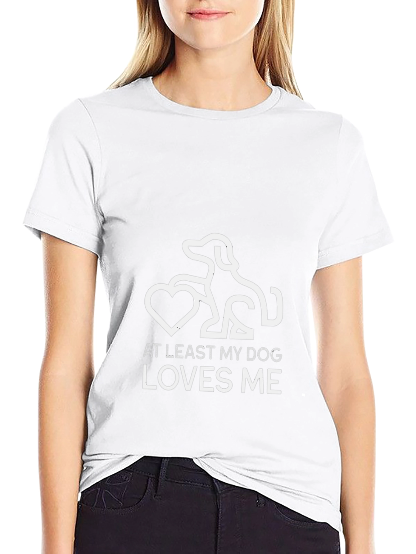 Dog Lover Graphic Tee - At Least My Dog Loves Me