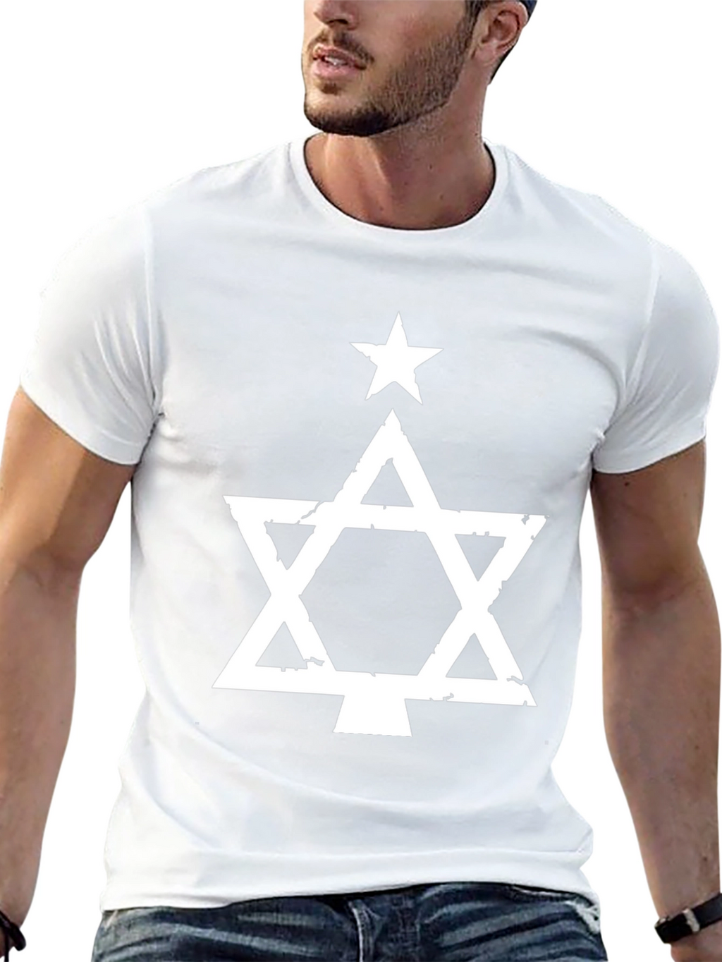 Star of David Christmas Tree Graphic T-Shirt