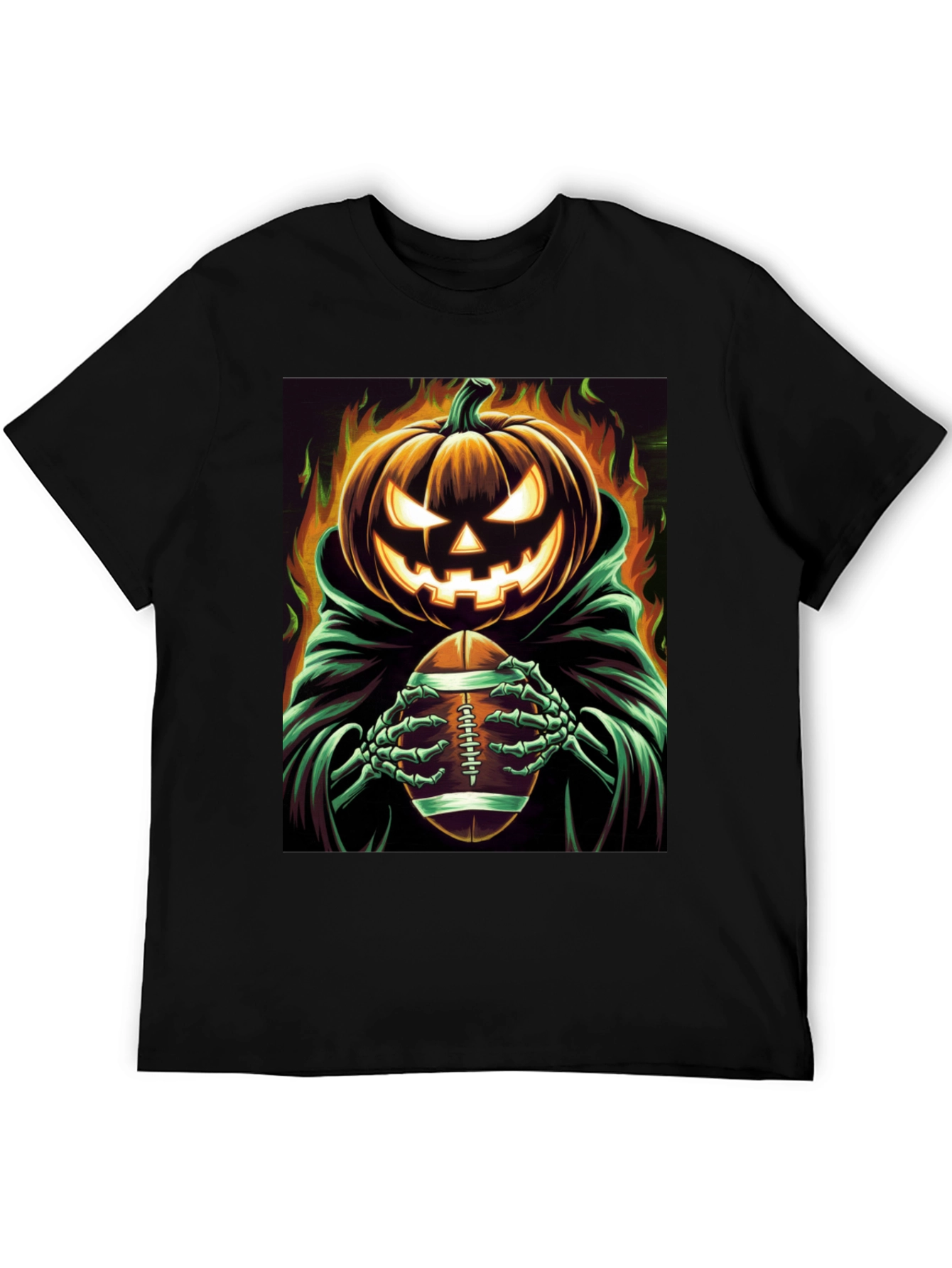 Spooky Football Pumpkin Halloween T-Shirt
