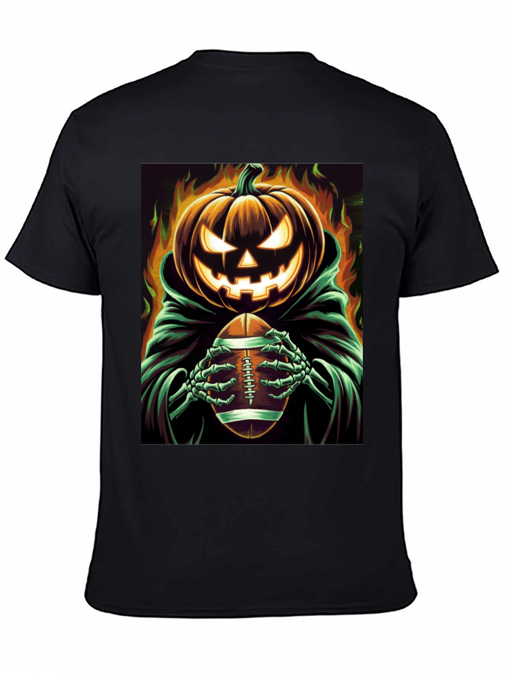 Spooky Football Pumpkin Halloween T-Shirt