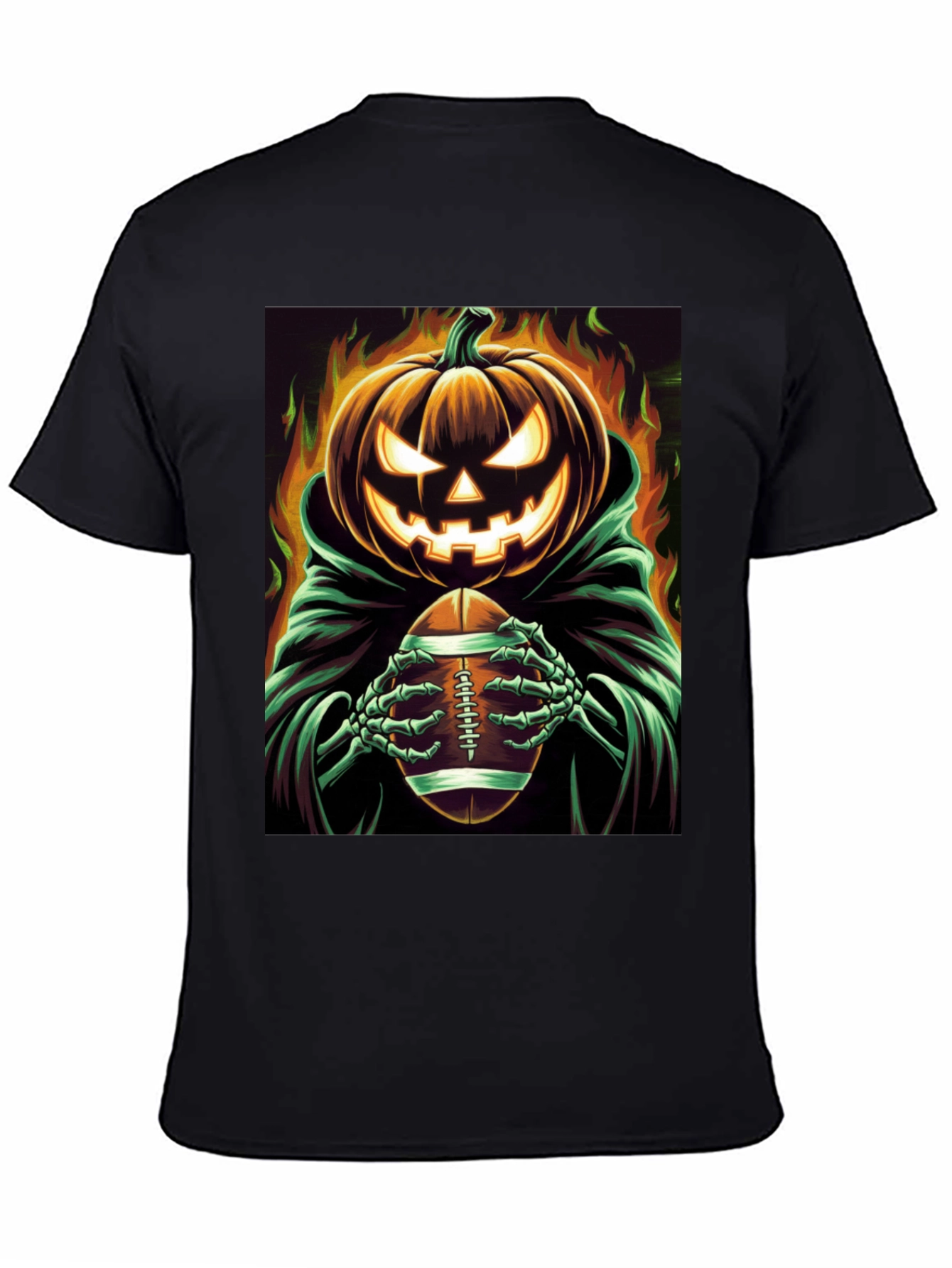 Spooky Football Pumpkin Halloween T-Shirt