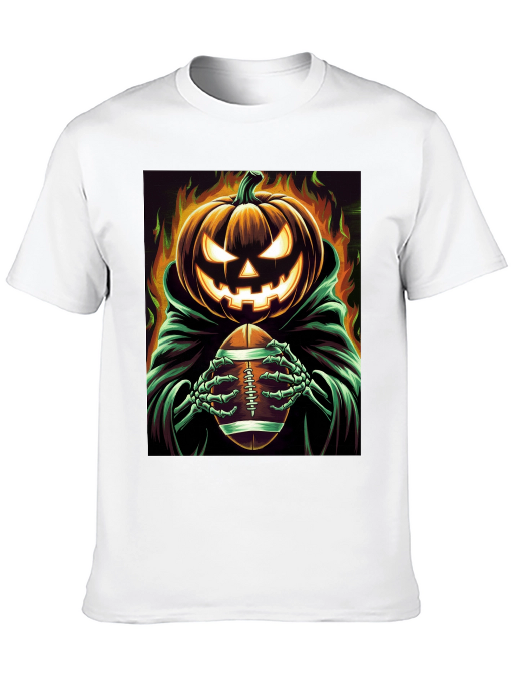 Spooky Football Pumpkin Halloween T-Shirt