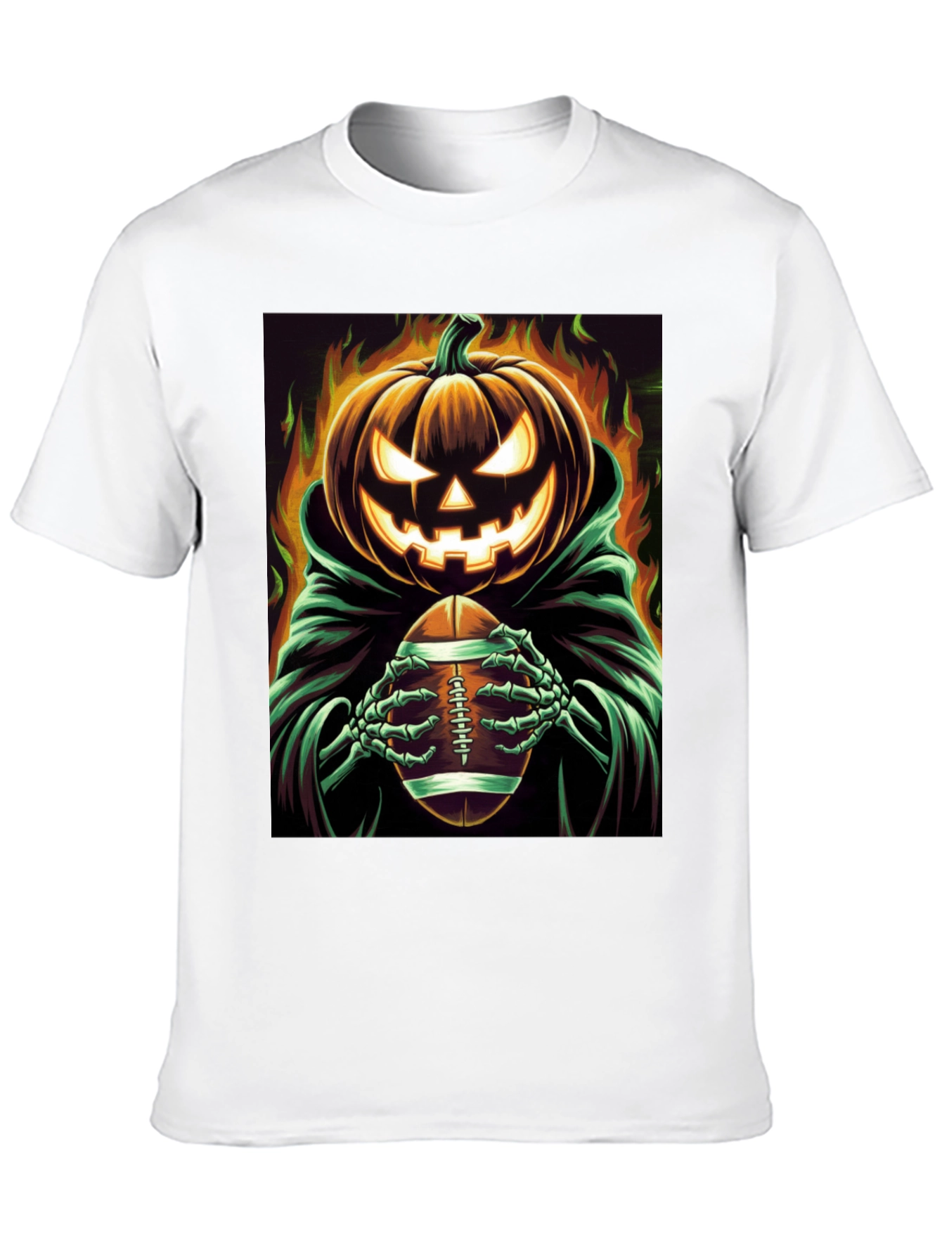 Spooky Football Pumpkin Halloween T-Shirt