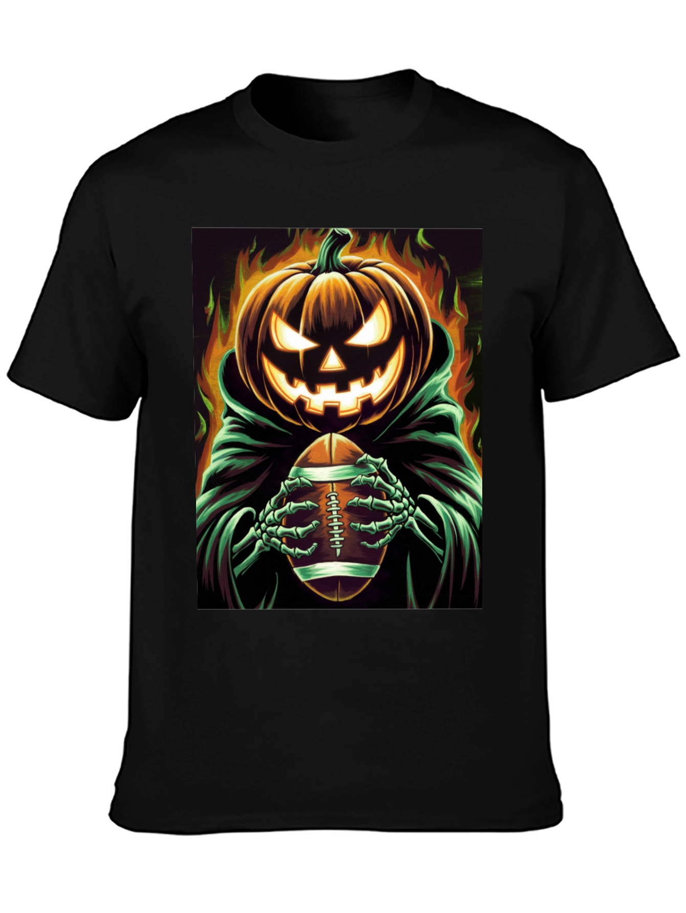 Spooky Football Pumpkin Halloween T-Shirt