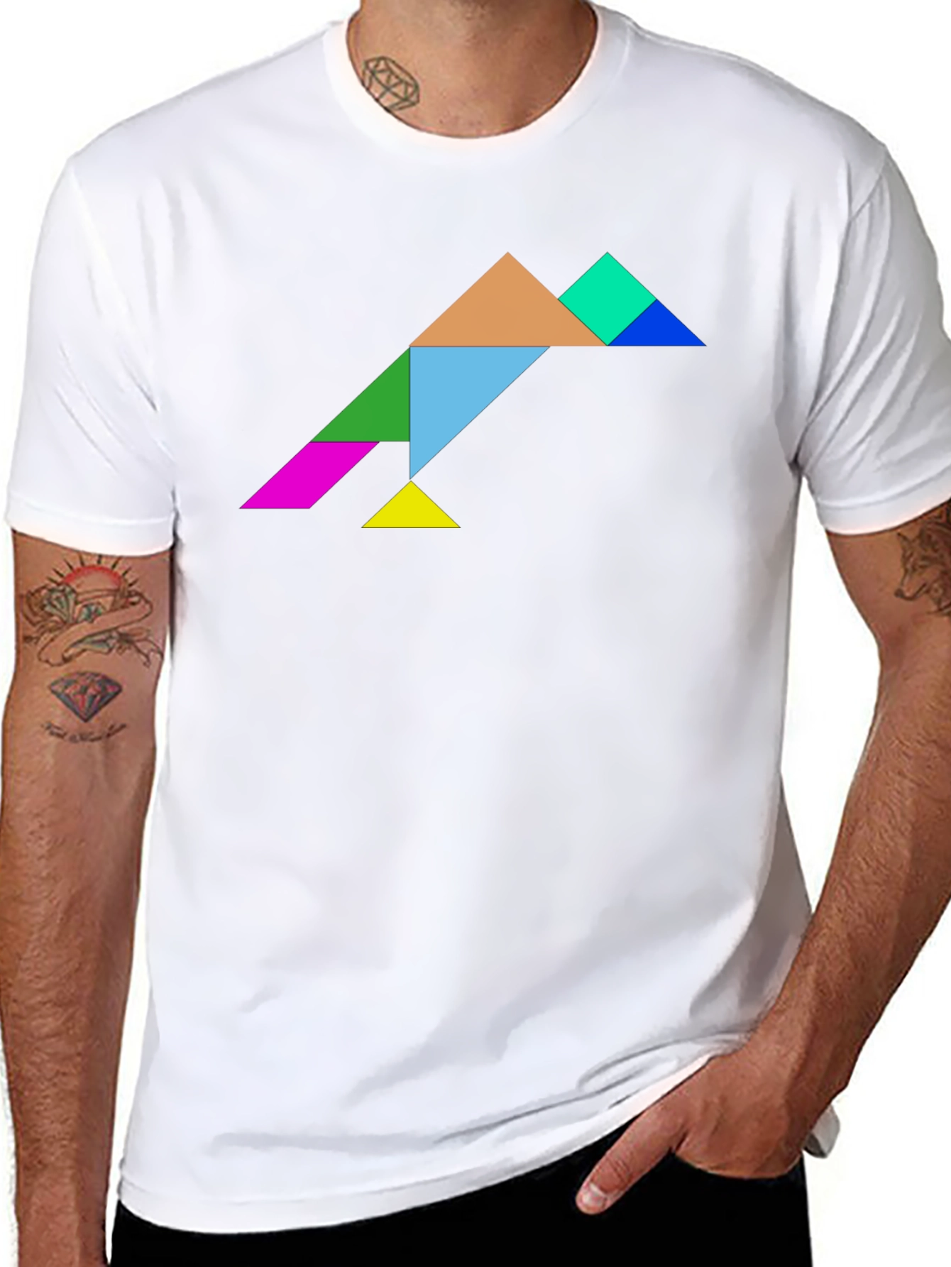 Tangram Bird T-Shirt - Geometric Puzzle Design