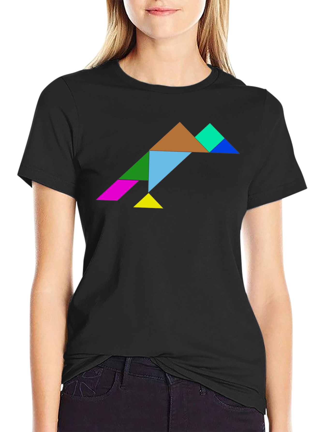Tangram Bird T-Shirt - Geometric Puzzle Design