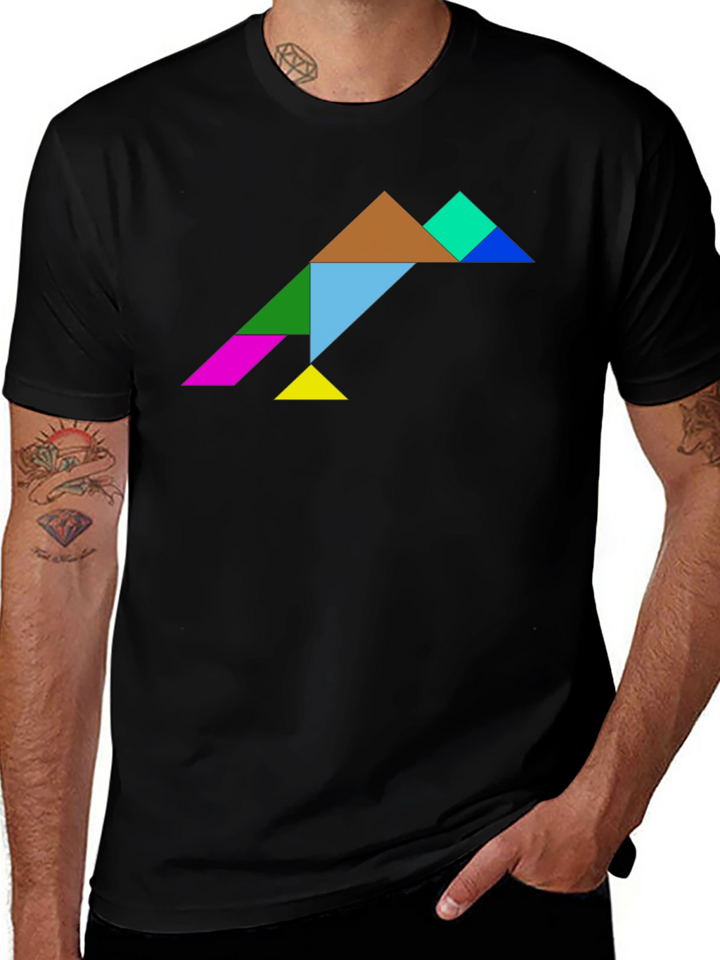 Tangram Bird T-Shirt - Geometric Puzzle Design