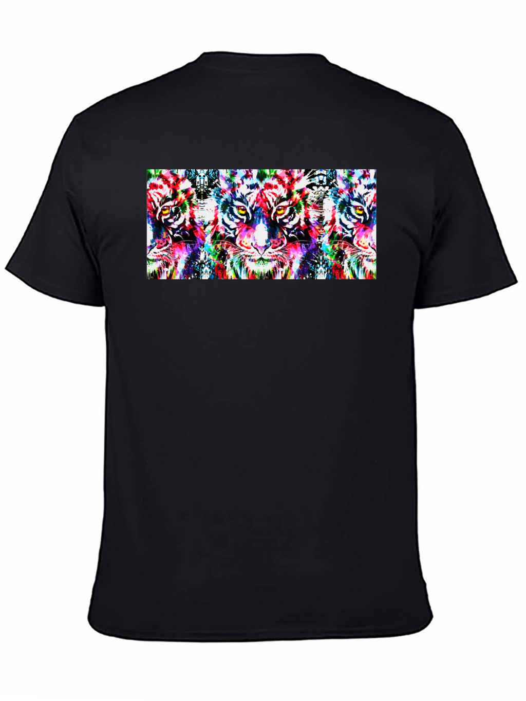 Psychedelic Tiger Print Black T-Shirt