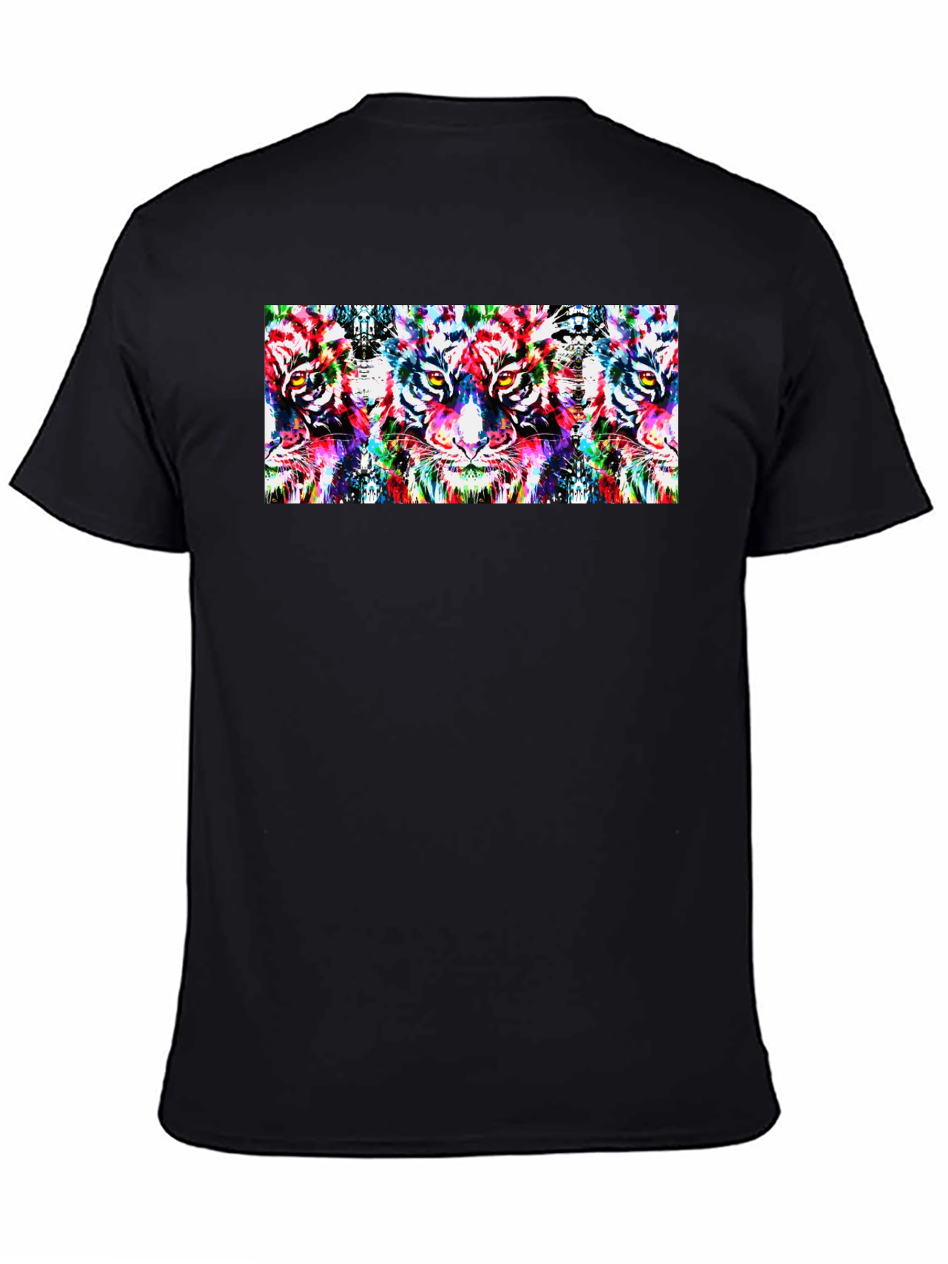 Psychedelic Tiger Print Black T-Shirt