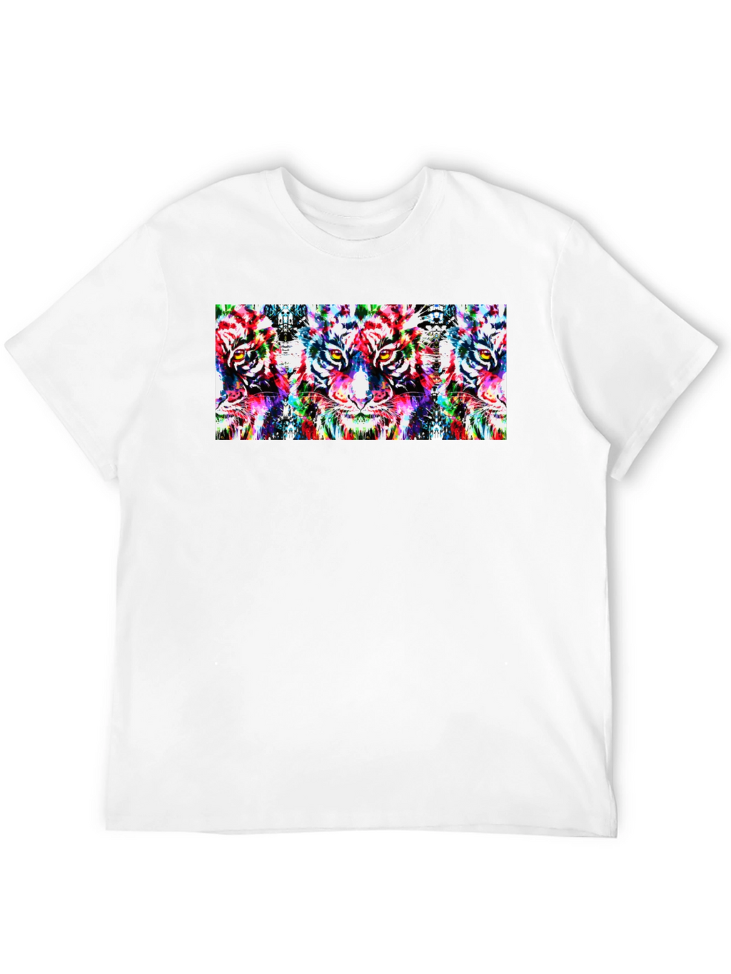 Psychedelic Tiger Print Black T-Shirt
