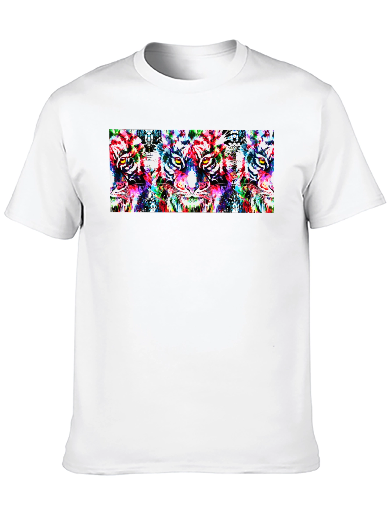 Psychedelic Tiger Print Black T-Shirt