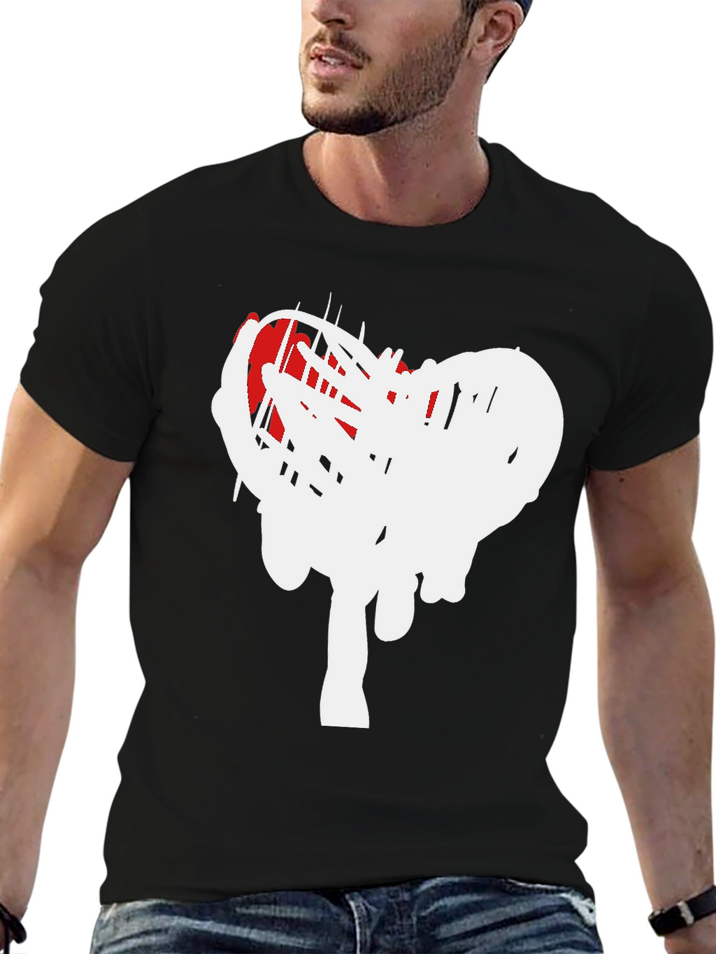 Modern Heart Scribble Graphic T-Shirt