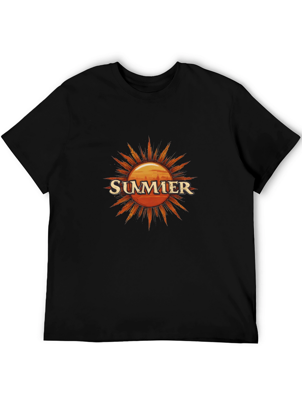 Summer Sun Graphic Tee - Black Cotton T-Shirt