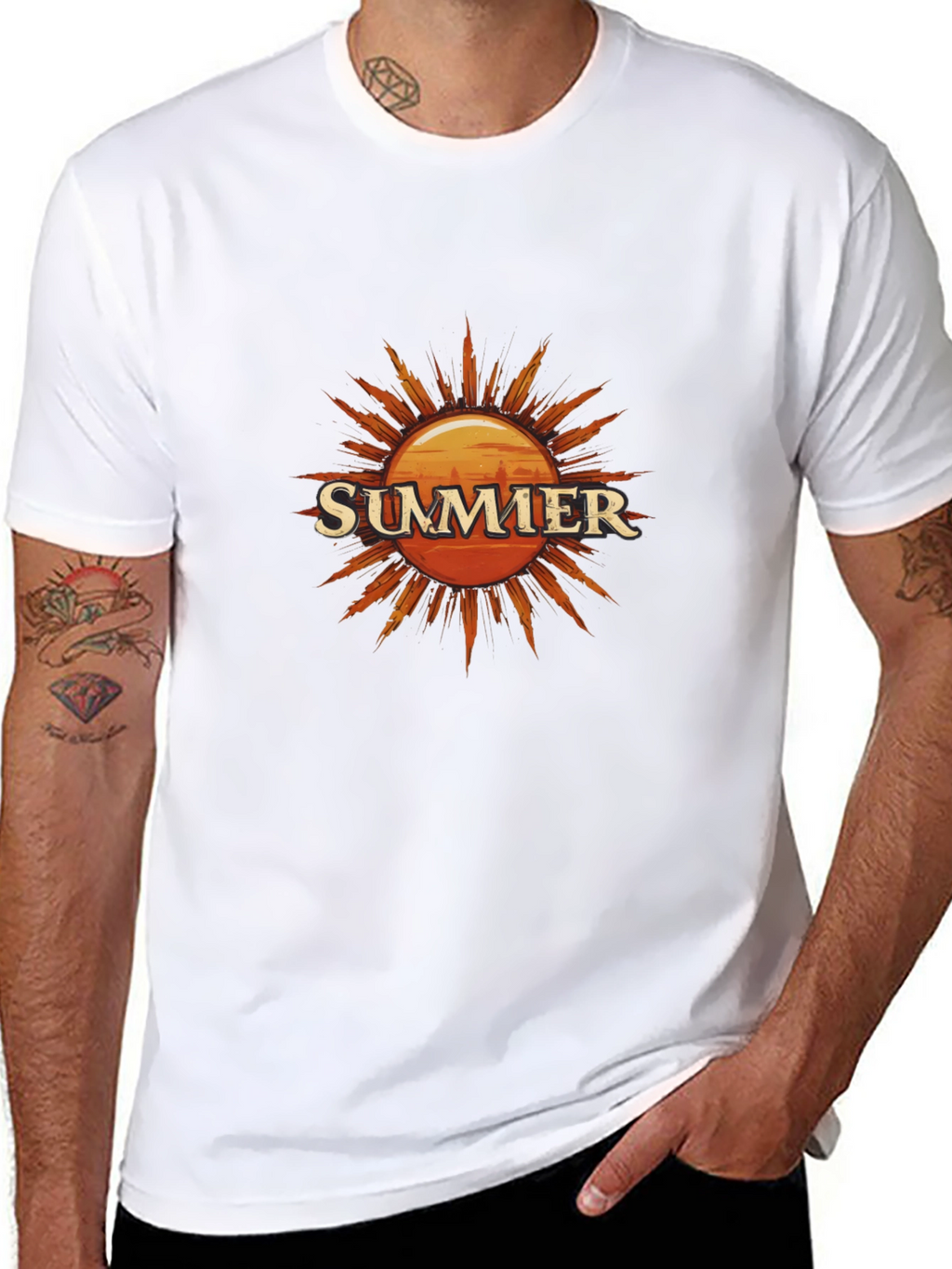 Summer Sun Graphic Tee - Black Cotton T-Shirt