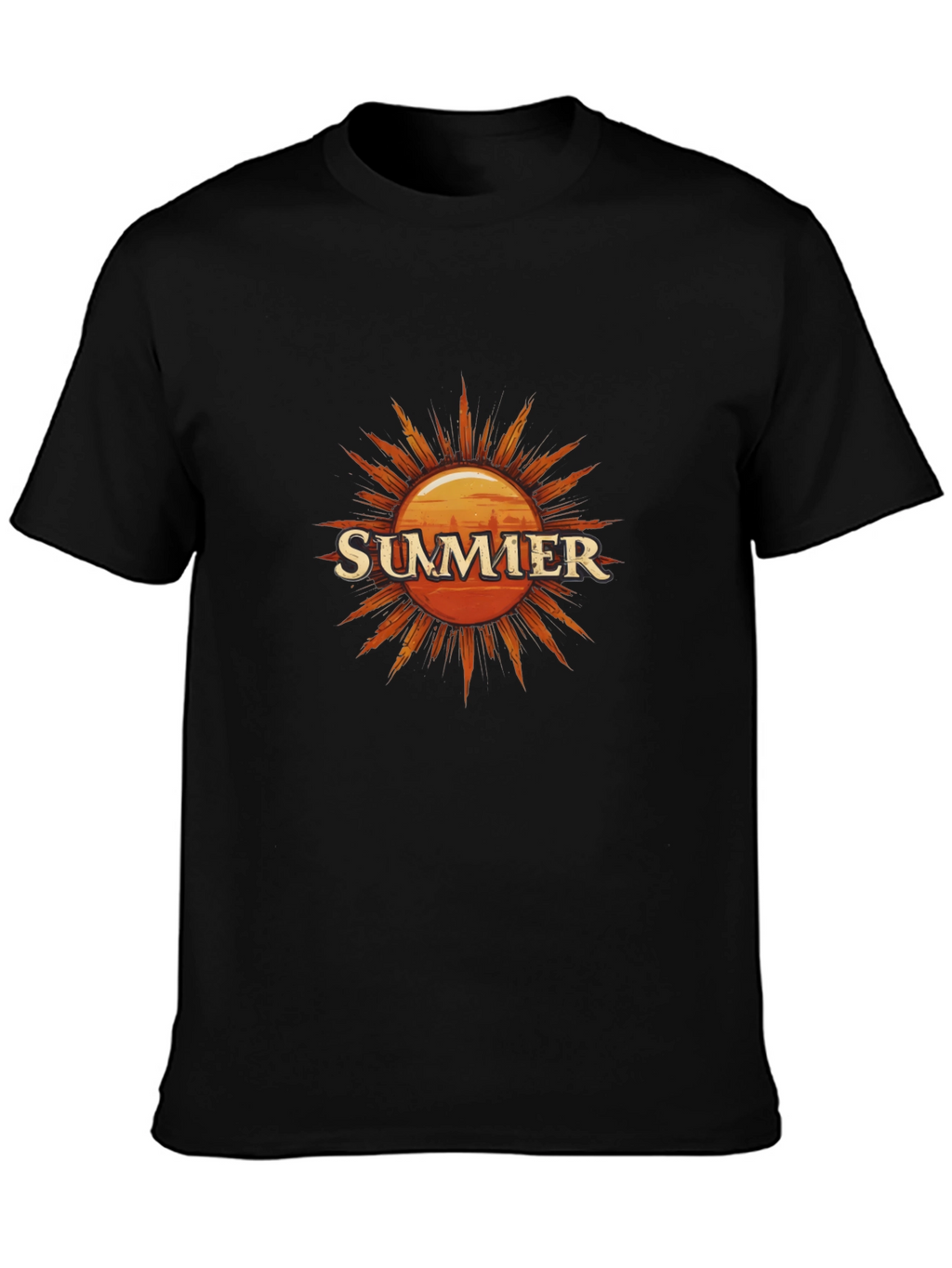 Summer Sun Graphic Tee - Black Cotton T-Shirt