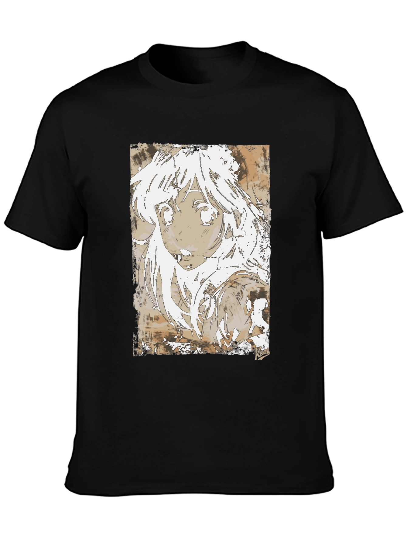 Anime Girl Graphic Tee - Stylish Black Cotton T-Shirt