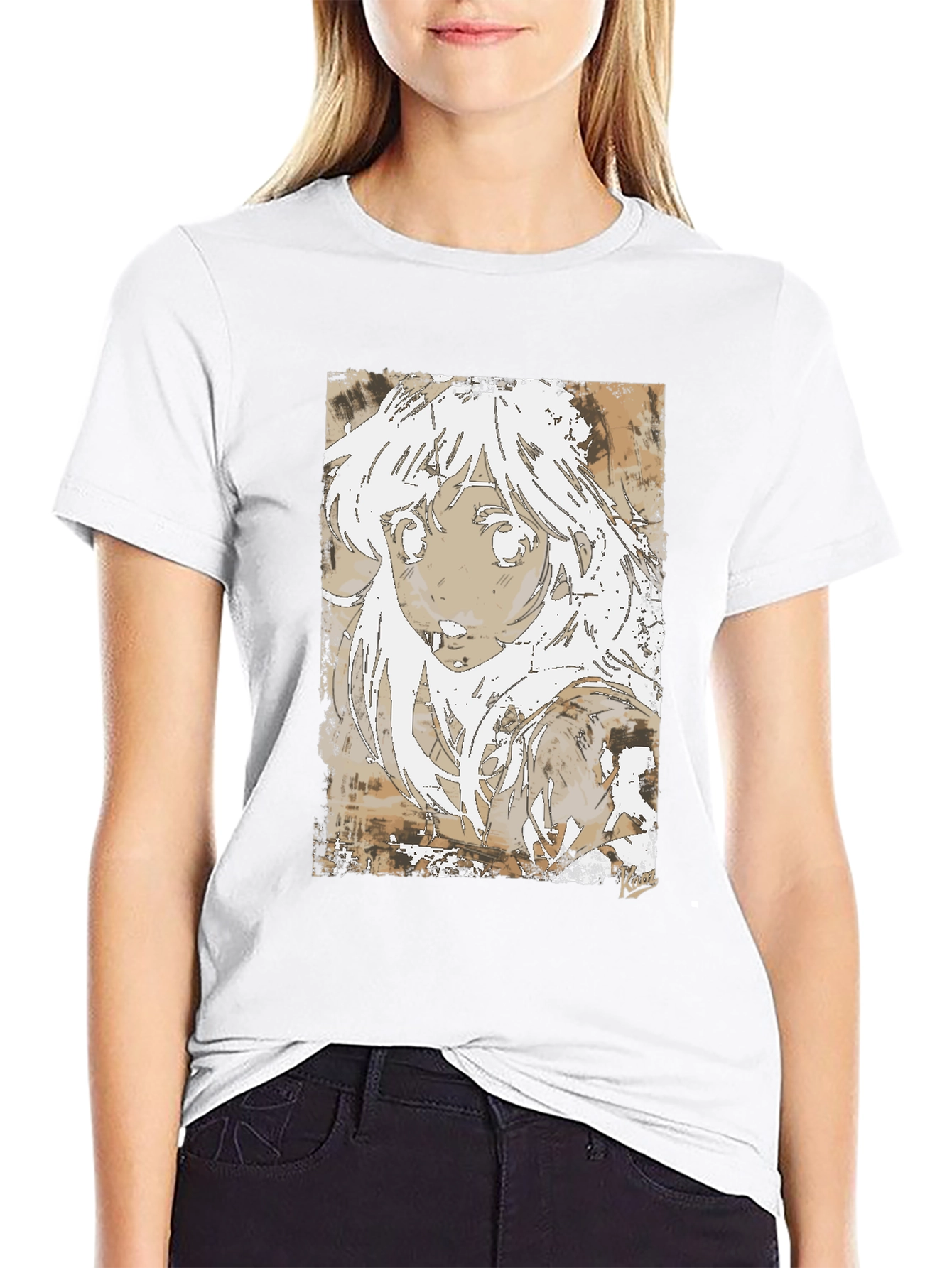 Anime Girl Graphic Tee - Stylish Black Cotton T-Shirt