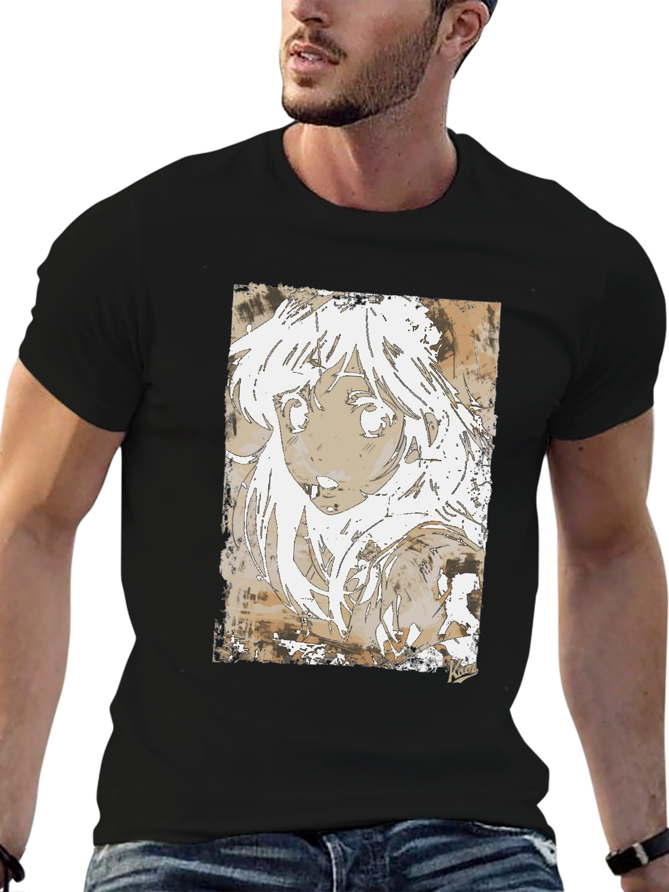 Anime Girl Graphic Tee - Stylish Black Cotton T-Shirt