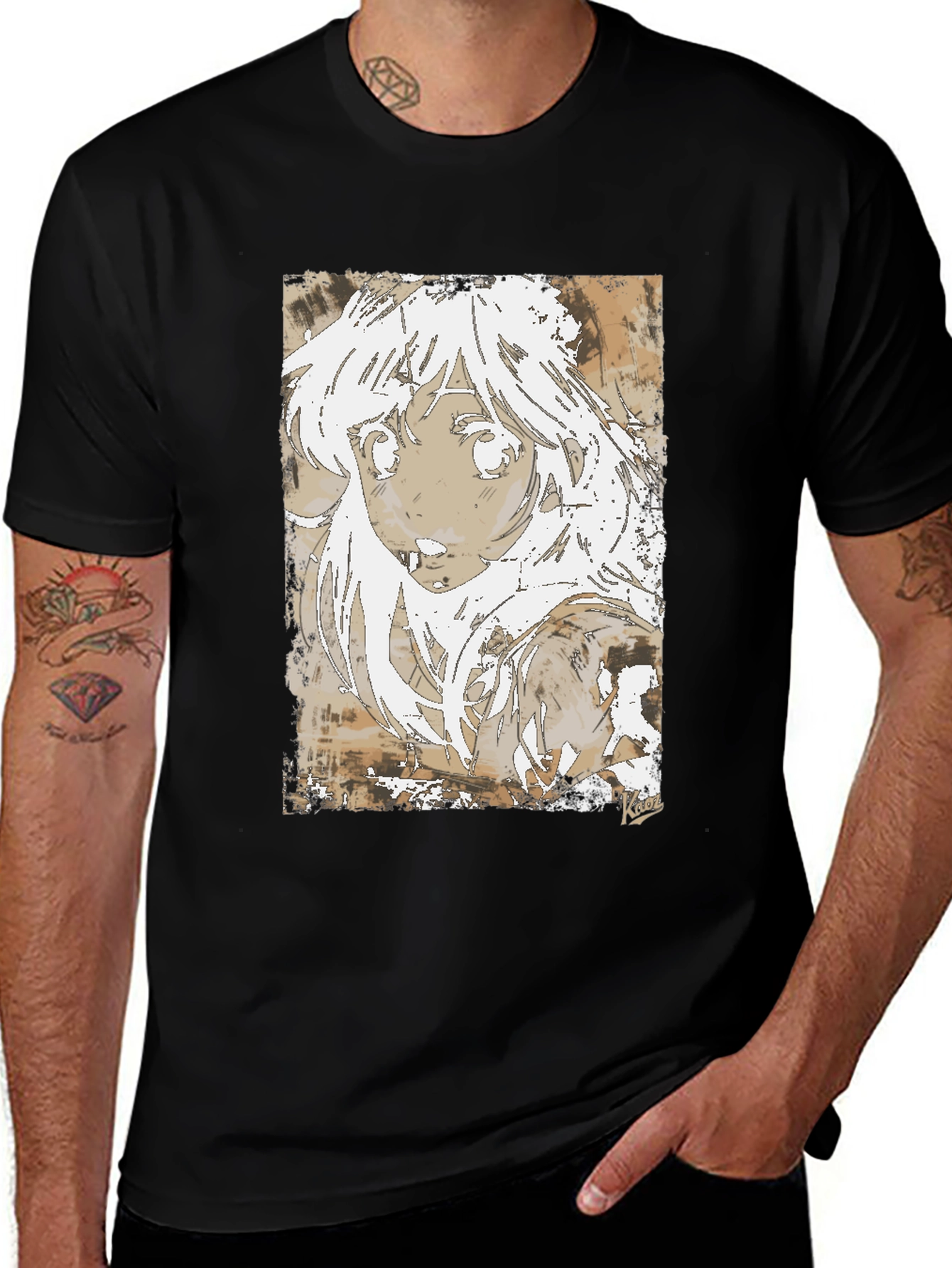 Anime Girl Graphic Tee - Stylish Black Cotton T-Shirt