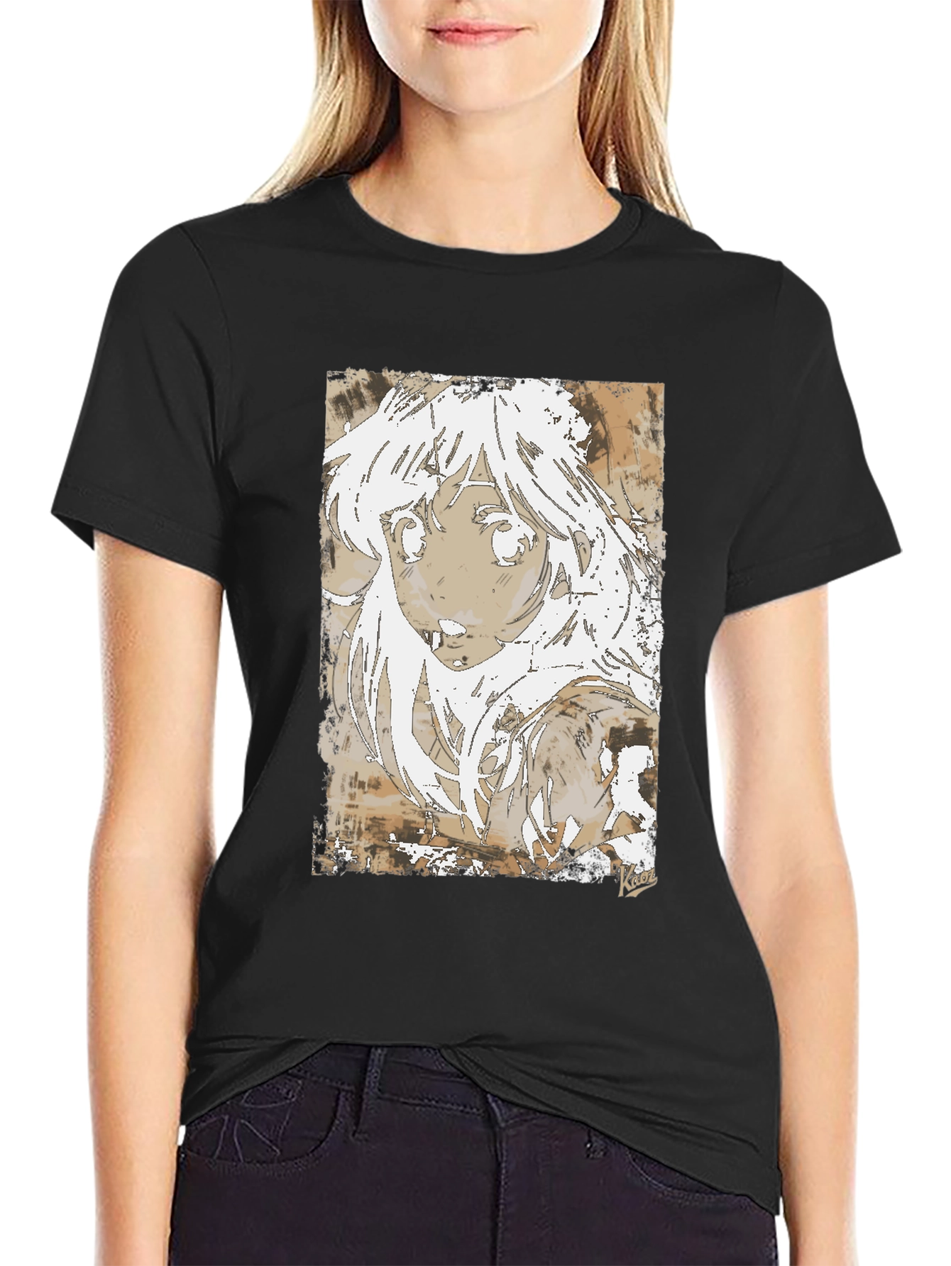 Anime Girl Graphic Tee - Stylish Black Cotton T-Shirt
