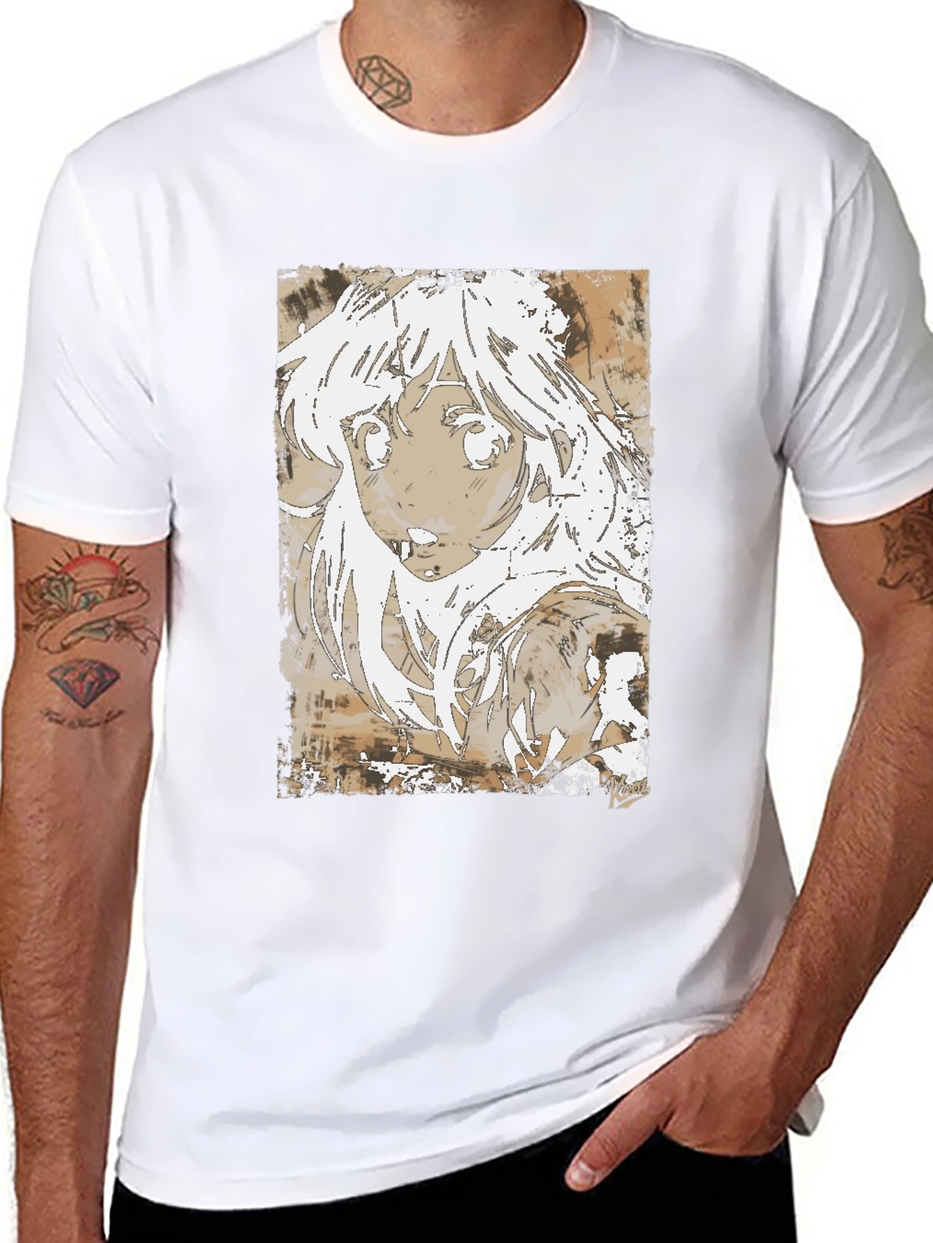 Anime Girl Graphic Tee - Stylish Black Cotton T-Shirt