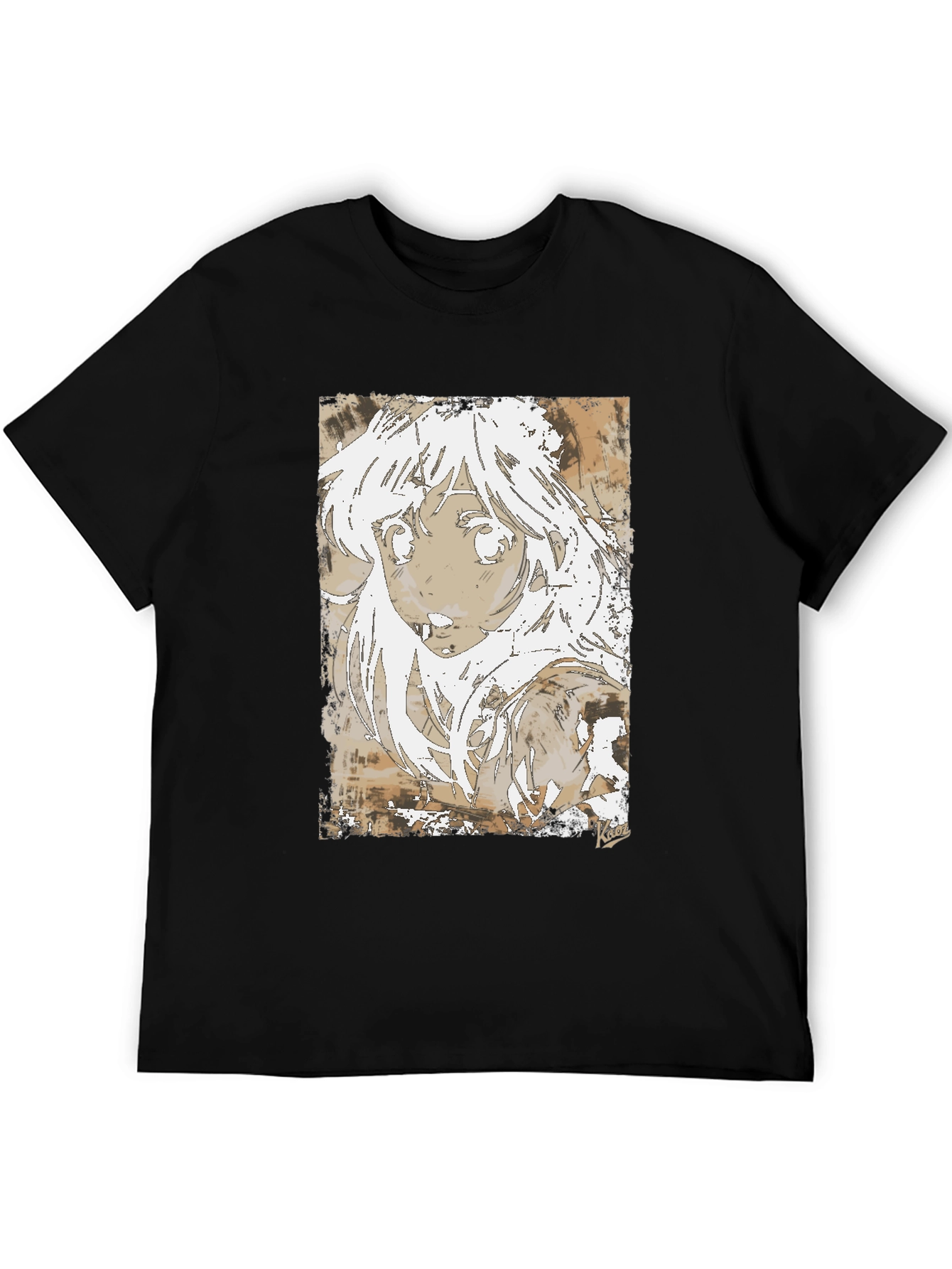 Anime Girl Graphic Tee - Stylish Black Cotton T-Shirt