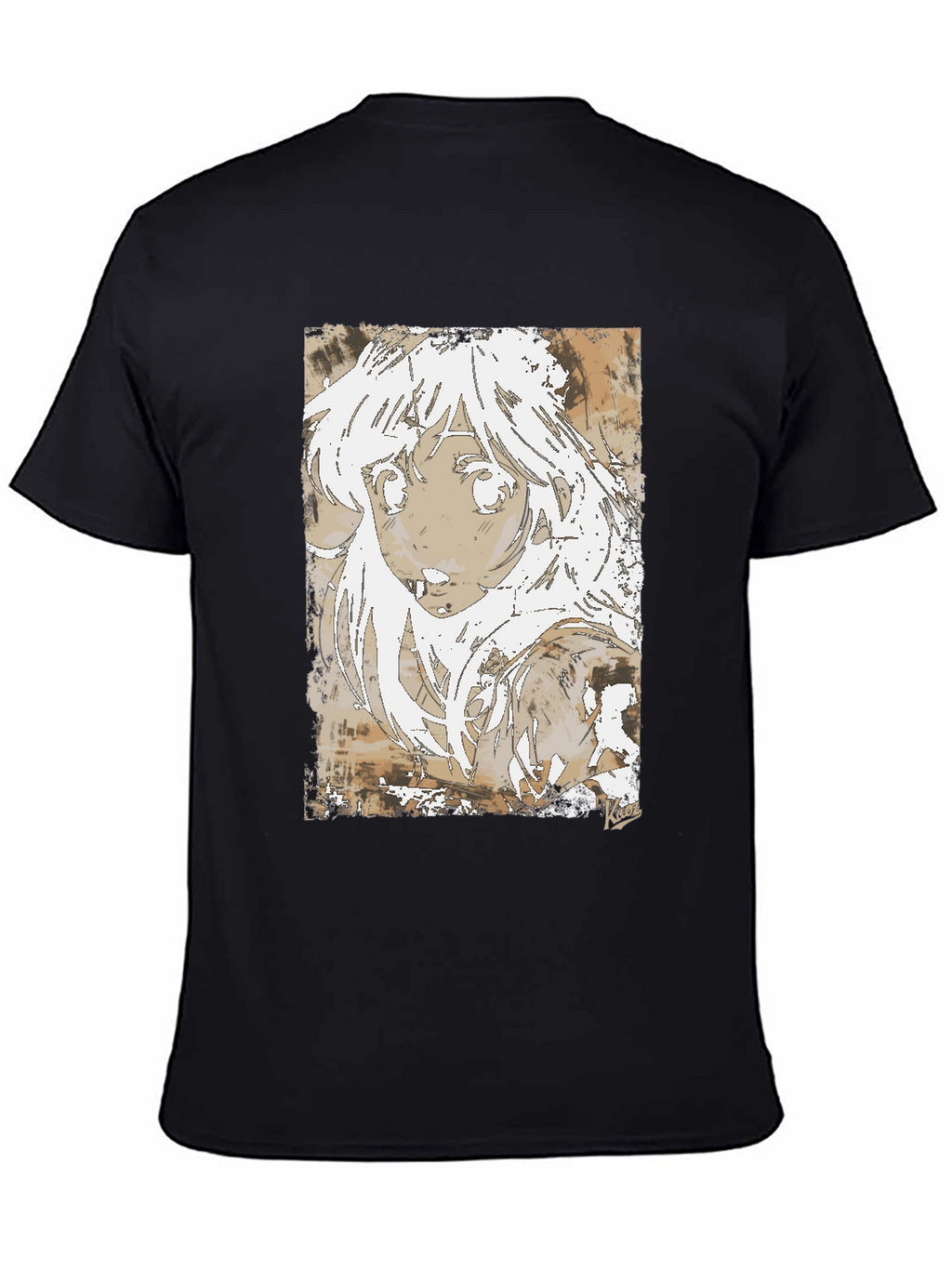 Anime Girl Graphic Tee - Stylish Black Cotton T-Shirt
