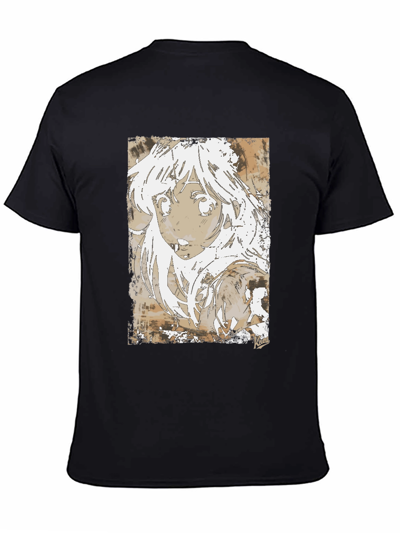 Anime Girl Graphic Tee - Stylish Black Cotton T-Shirt