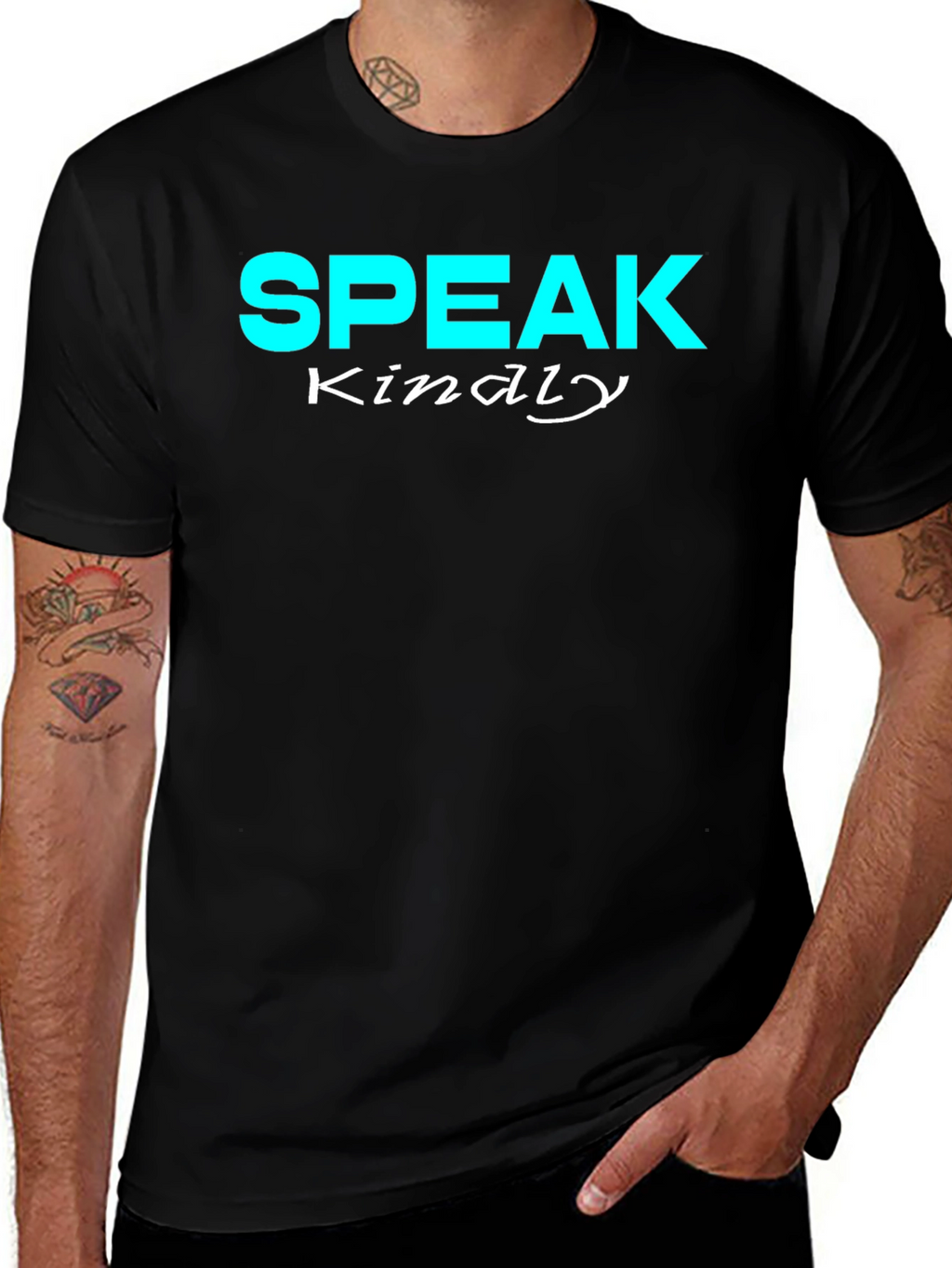 Speak Kindly Graphic Tee - Black Cotton T-Shirt