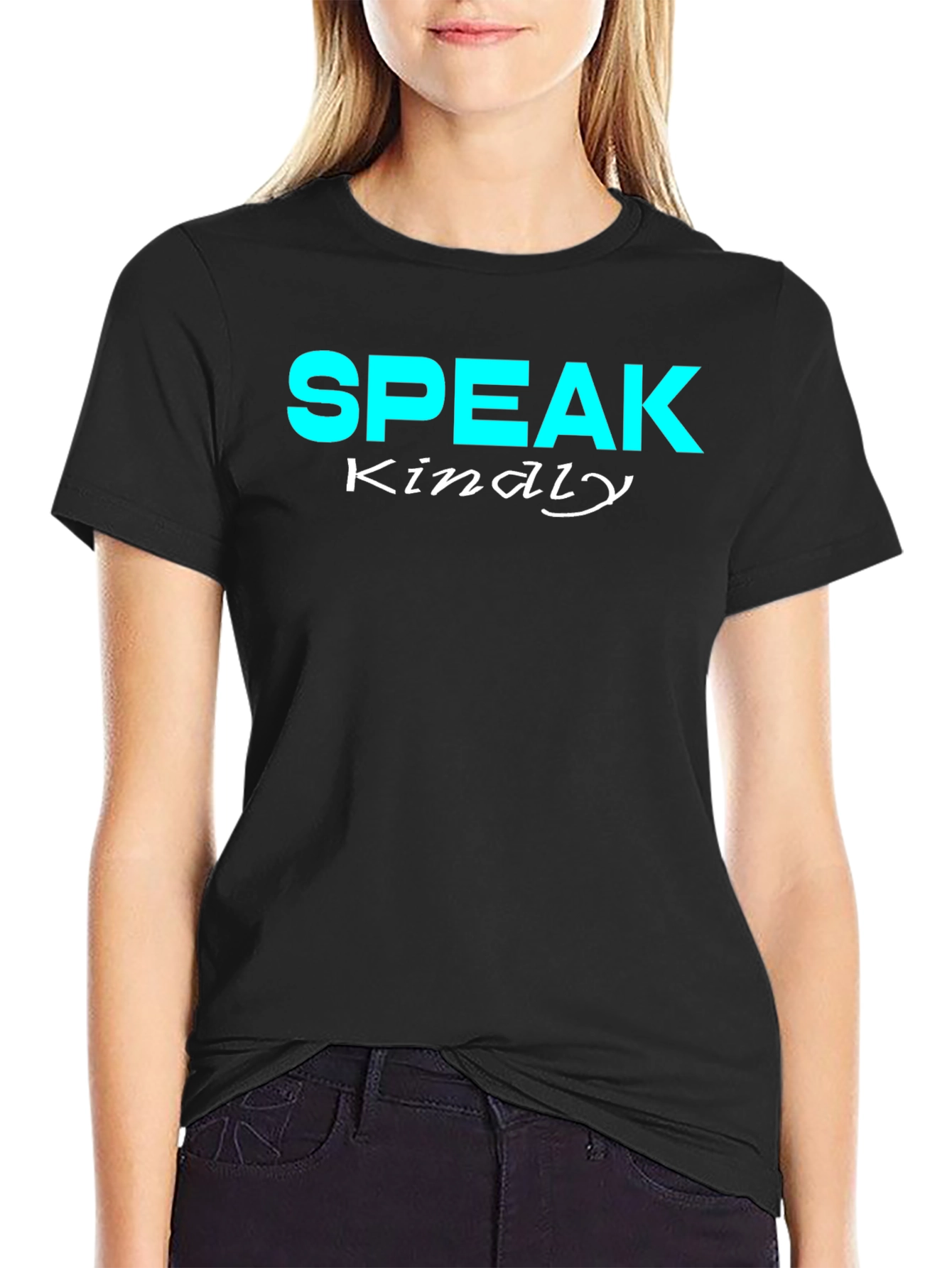 Speak Kindly Graphic Tee - Black Cotton T-Shirt