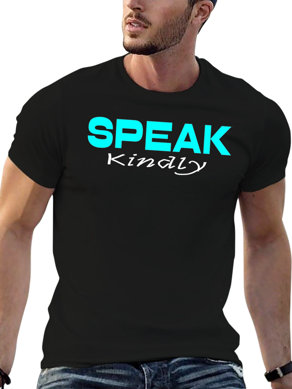 Speak Kindly Graphic Tee - Black Cotton T-Shirt
