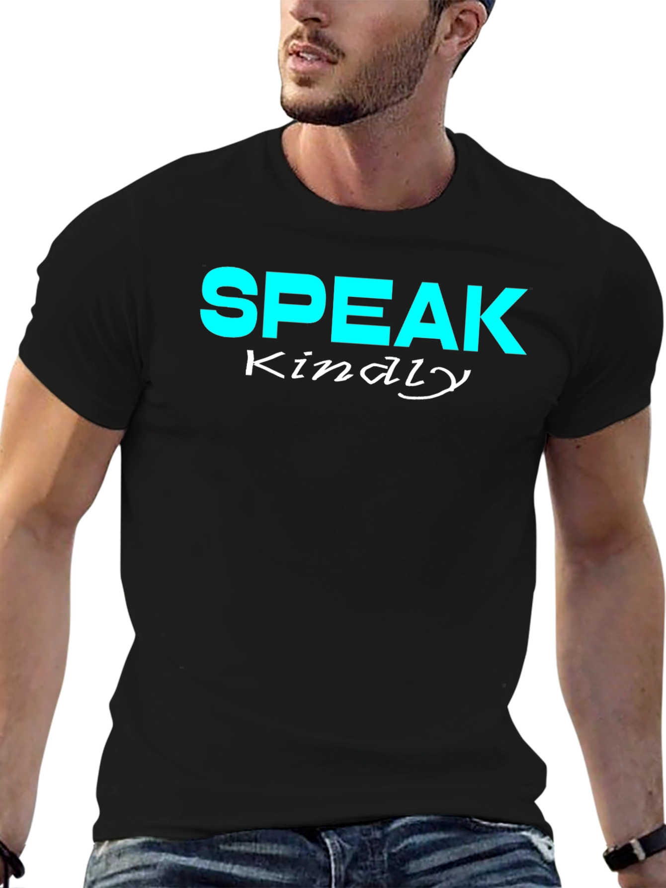 Speak Kindly Graphic Tee - Black Cotton T-Shirt