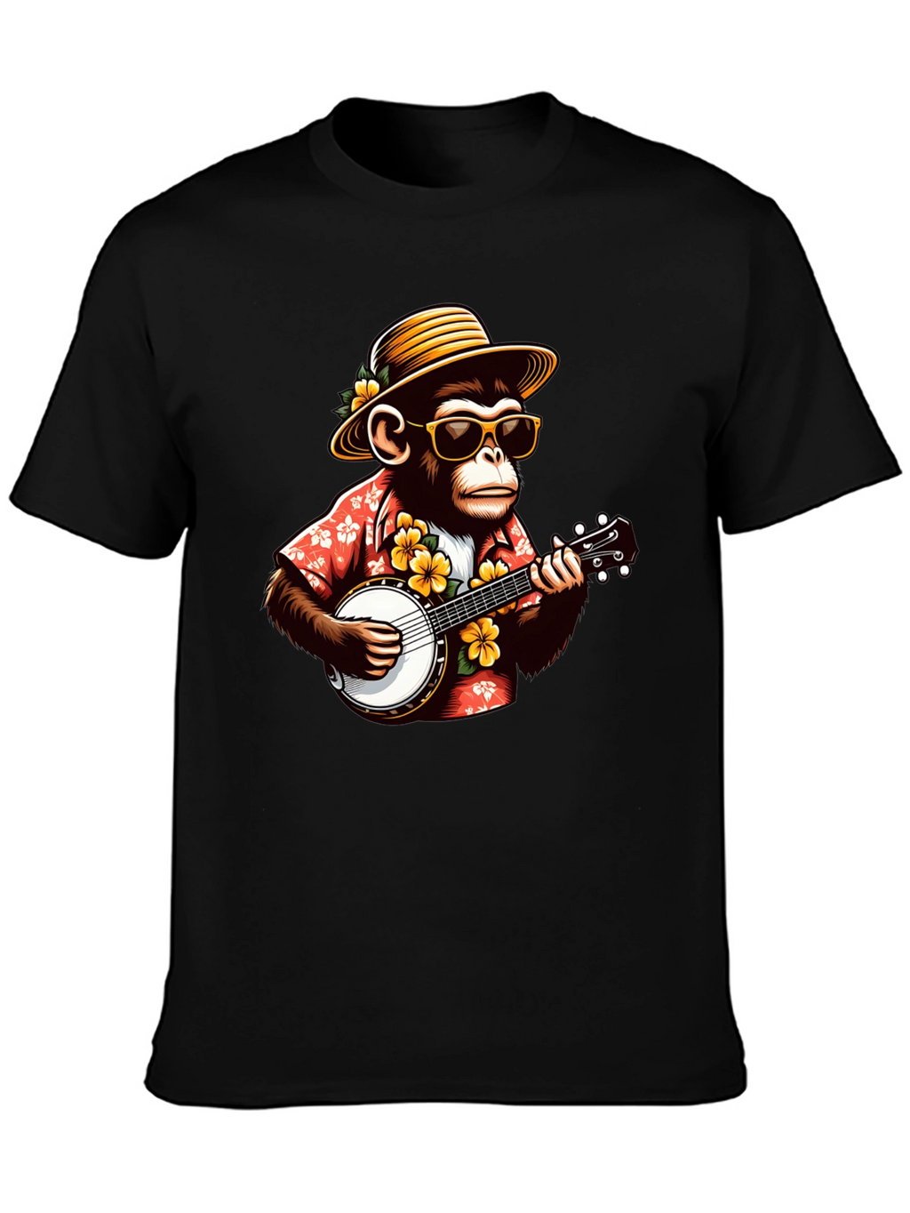 Monkey Banjo Player Graphic T-Shirt