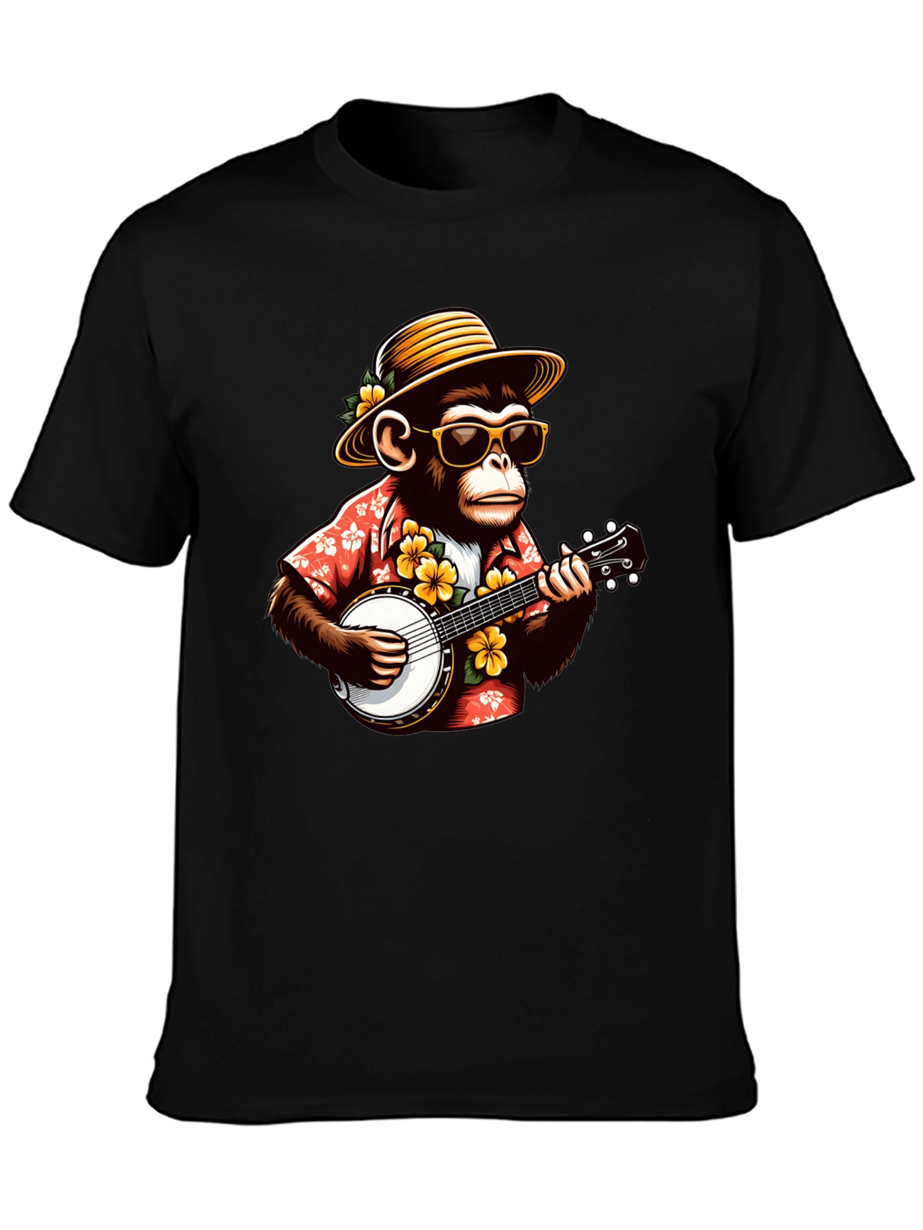 Monkey Banjo Player Graphic T-Shirt