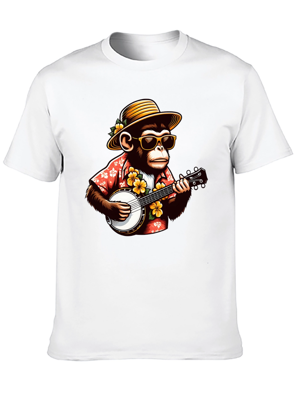 Monkey Banjo Player Graphic T-Shirt