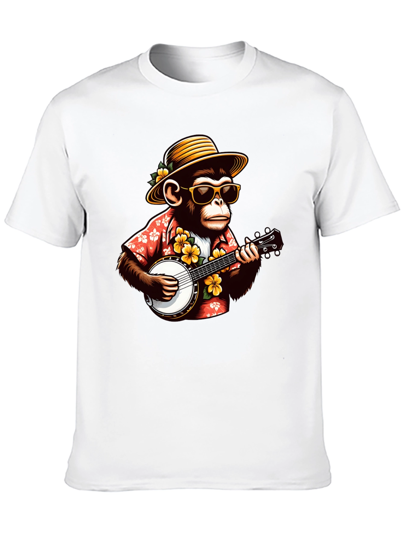 Monkey Banjo Player Graphic T-Shirt