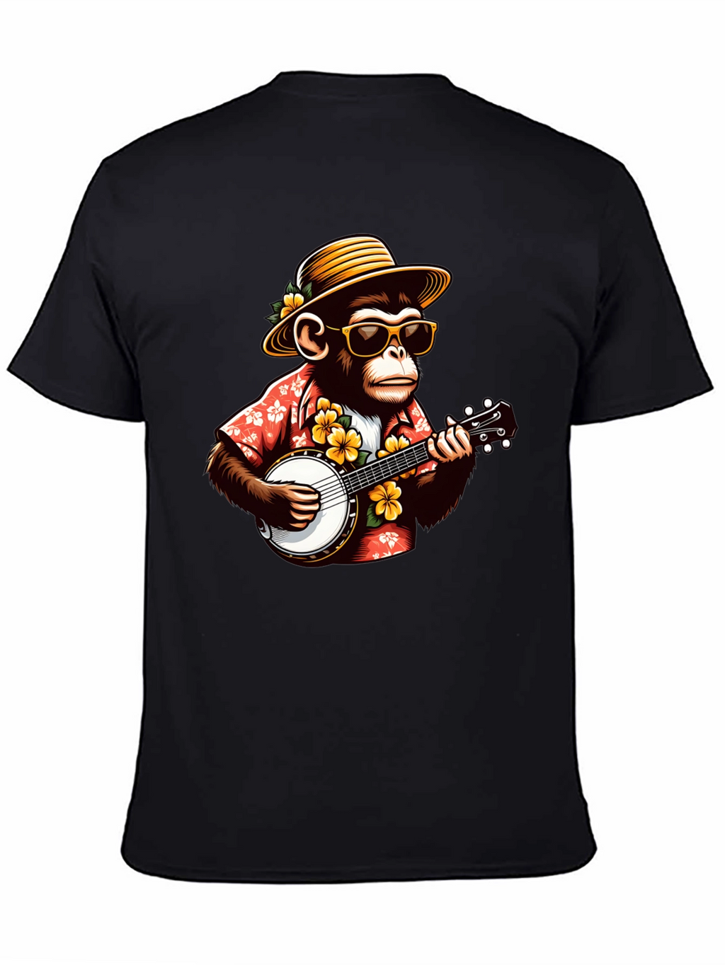 Monkey Banjo Player Graphic T-Shirt