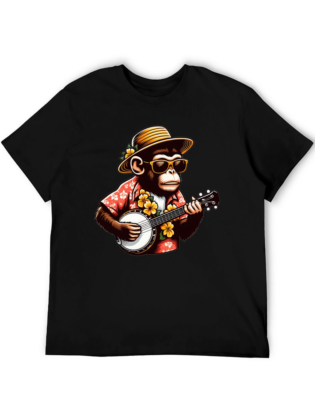 Monkey Banjo Player Graphic T-Shirt
