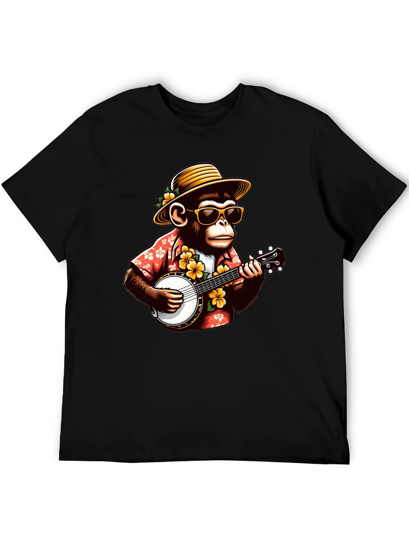 Monkey Banjo Player Graphic T-Shirt