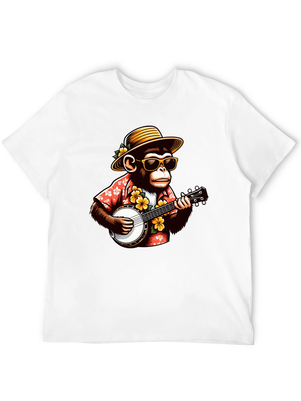 Monkey Banjo Player Graphic T-Shirt