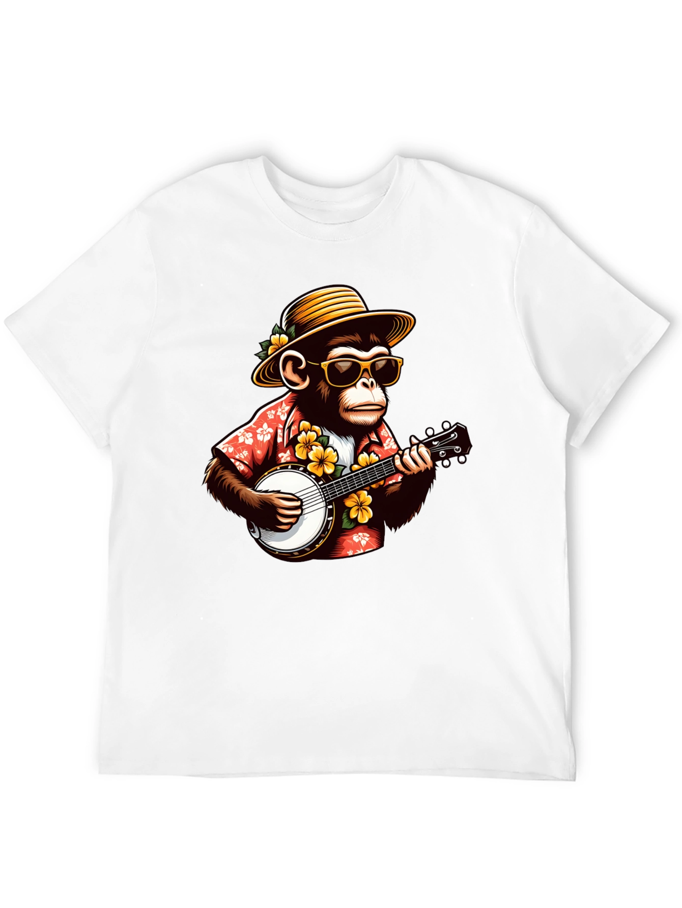 Monkey Banjo Player Graphic T-Shirt