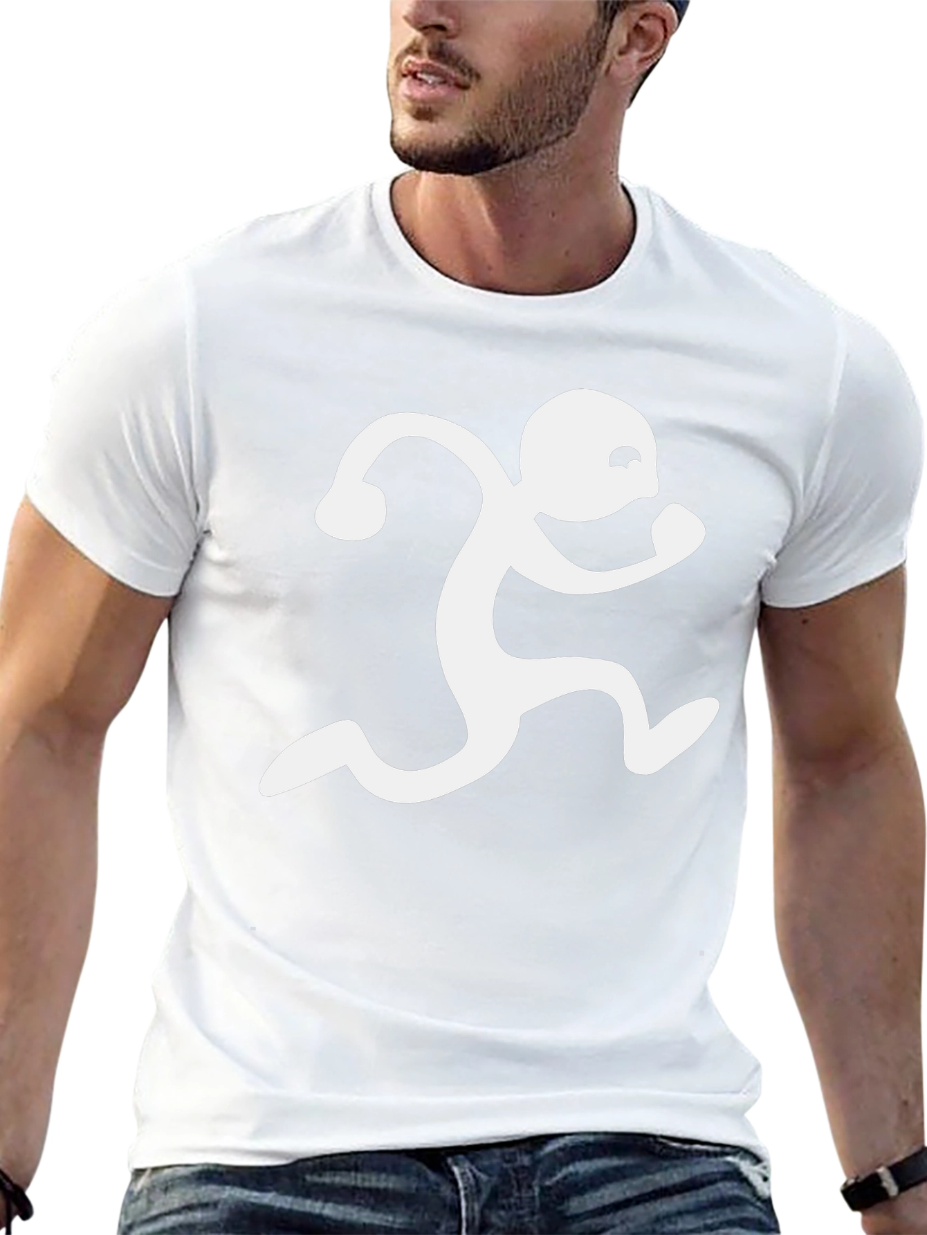 Black T-Shirt with Running Man Graphic